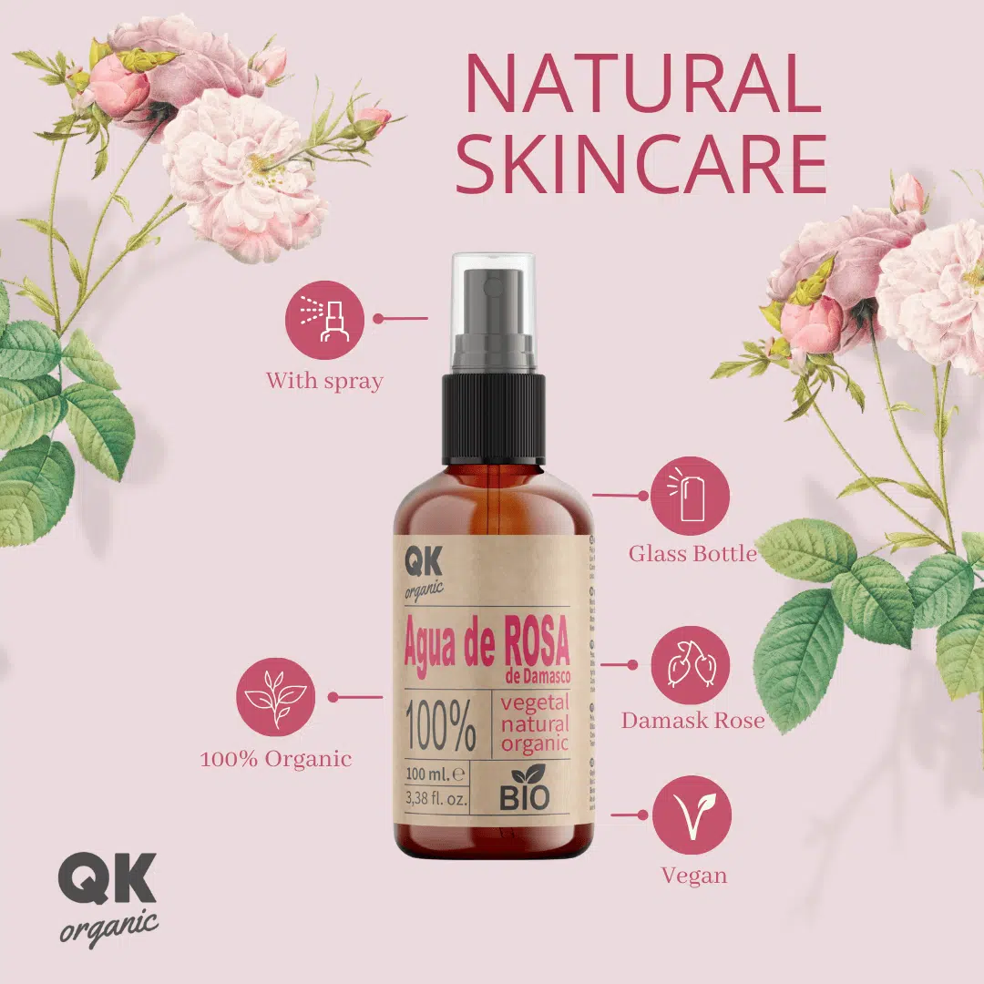 QKnatur - Agua De Rosas De Damasco 100ml - Tónico Facial- Rostro, Contorno De Ojos, Cuerpo, Cabello - Image 4