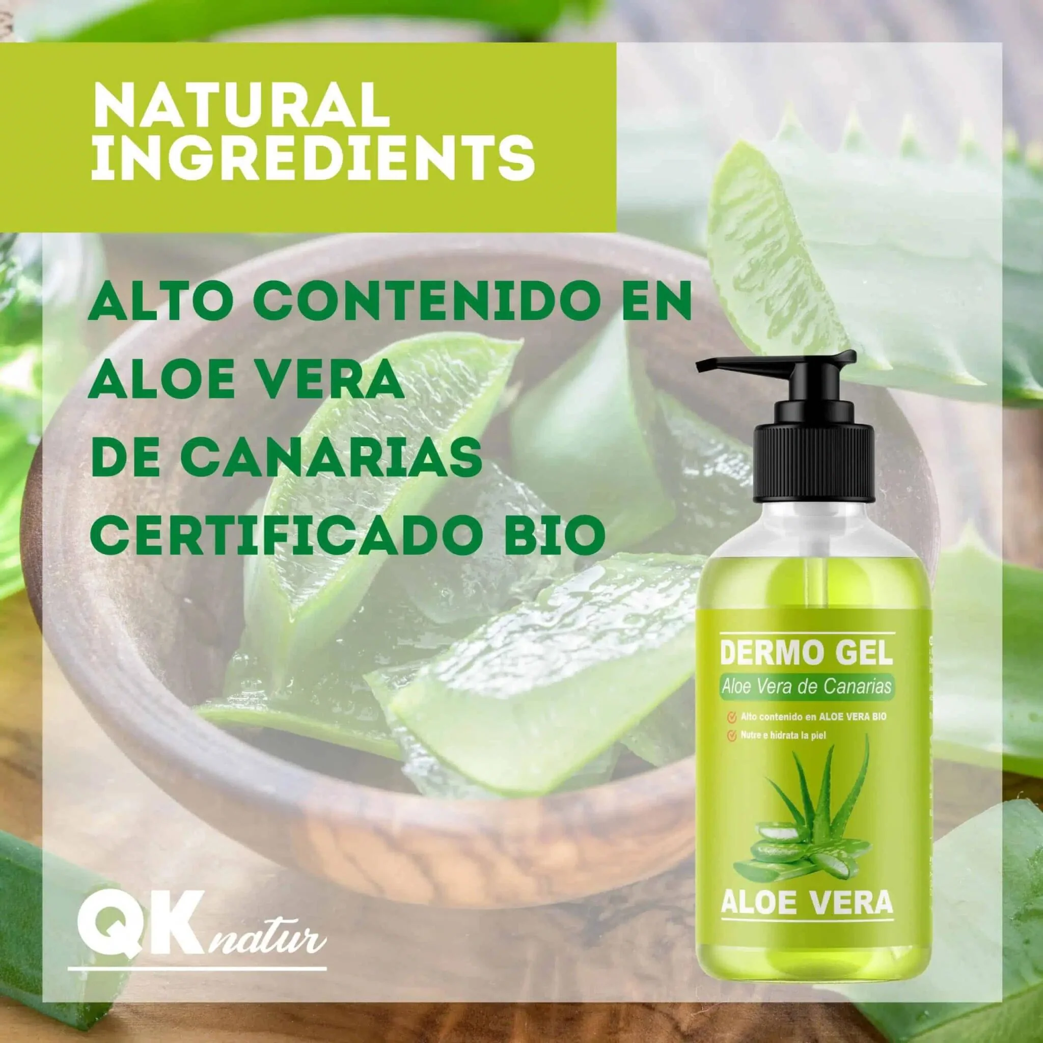 QKnatur - Dermo Gel Aloe Vera De Canarias Bio - Efecto Calmante, Nutre E Hidrata La Piel Para Cara Y Cuerpo - 250 Ml - Image 4
