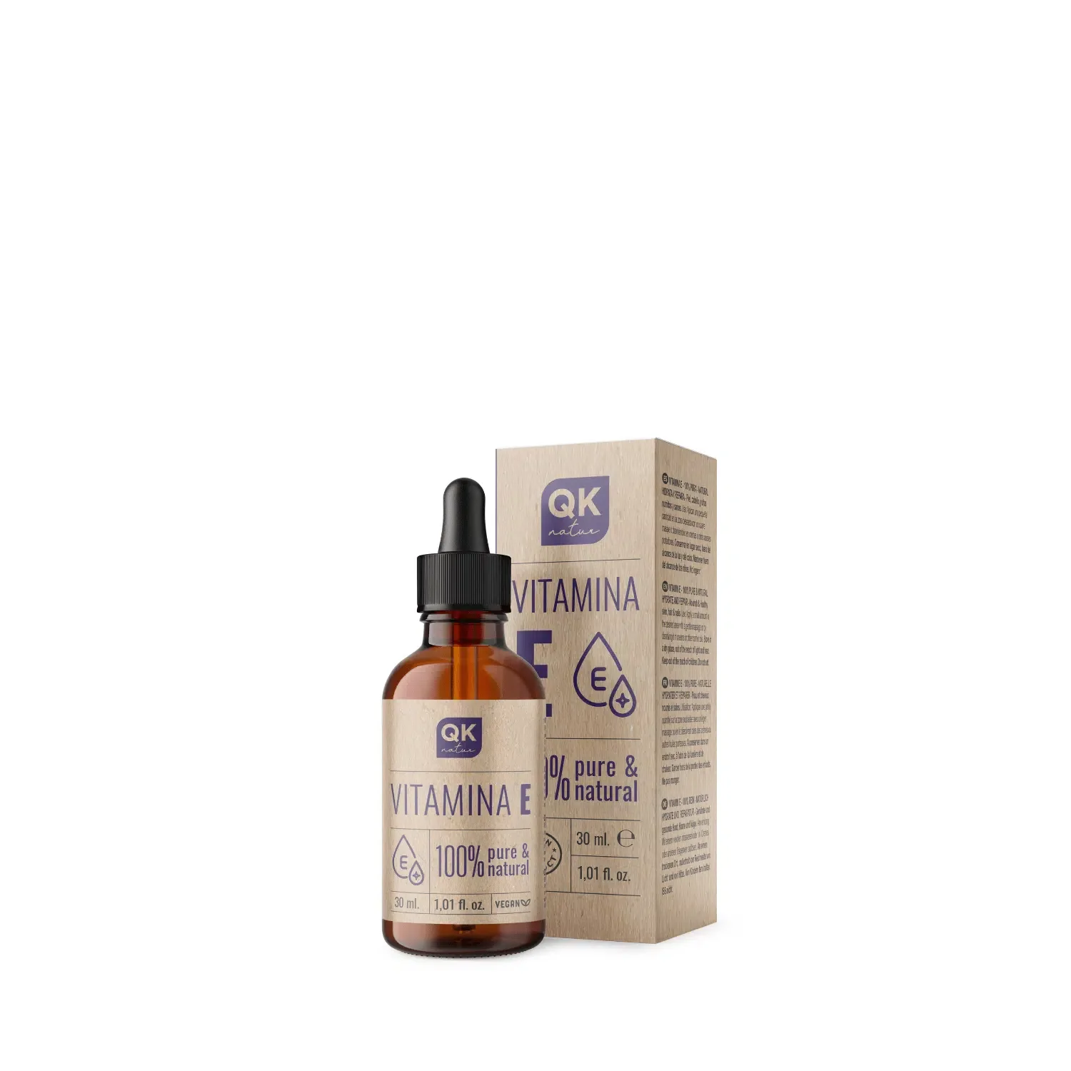 QKnatur - Vitamina E Líquida Pura (tocopherol) 30 Ml - Natural Vegetal - Antioxidante Y Antiedad