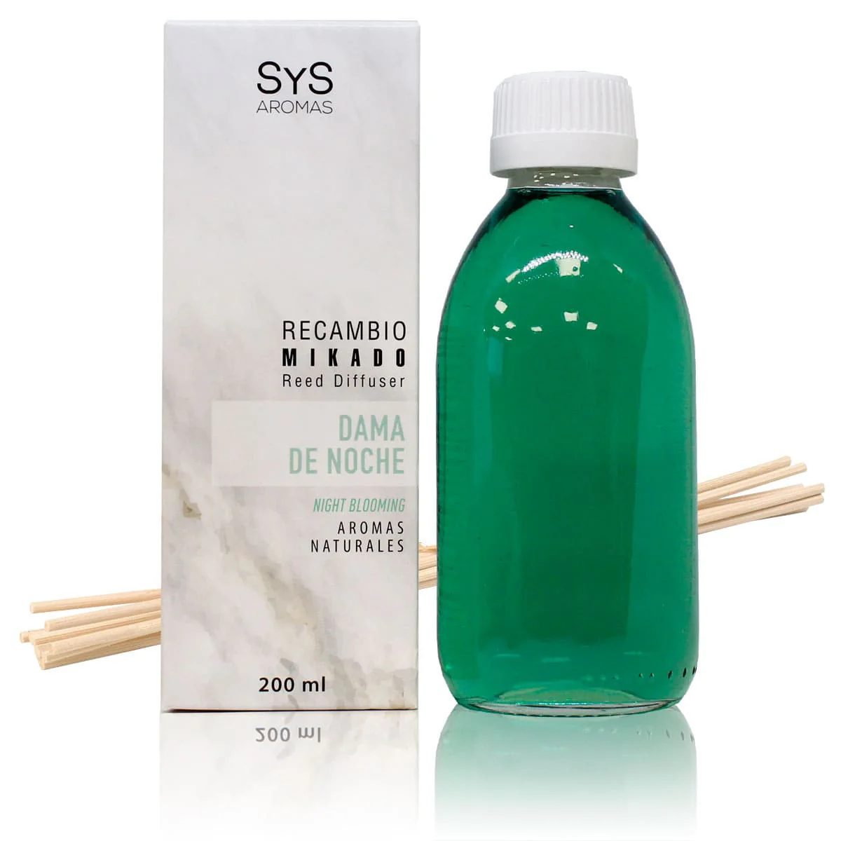 Recambio Mikado Dama de Noche 200 ml con Varillas | Aroma Floral Intenso | Refill Difusor | Larga Duración