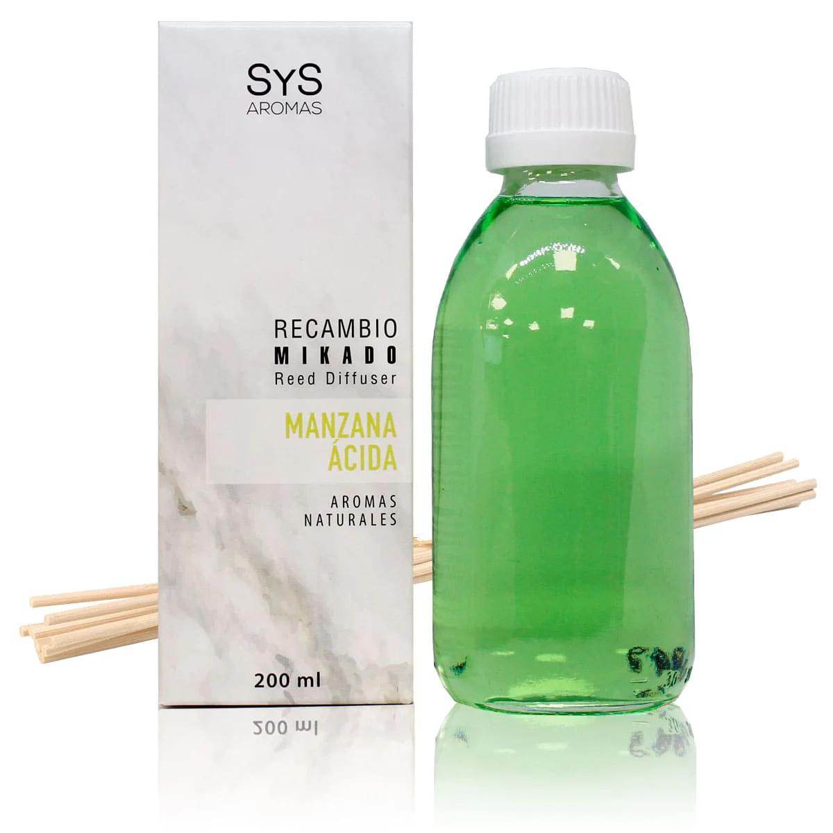 Recambio Mikado Manzana Ácida 200 Ml Con Varillas | Aroma Fresco Y Frutal | Refill Difusor | Larga Duración
