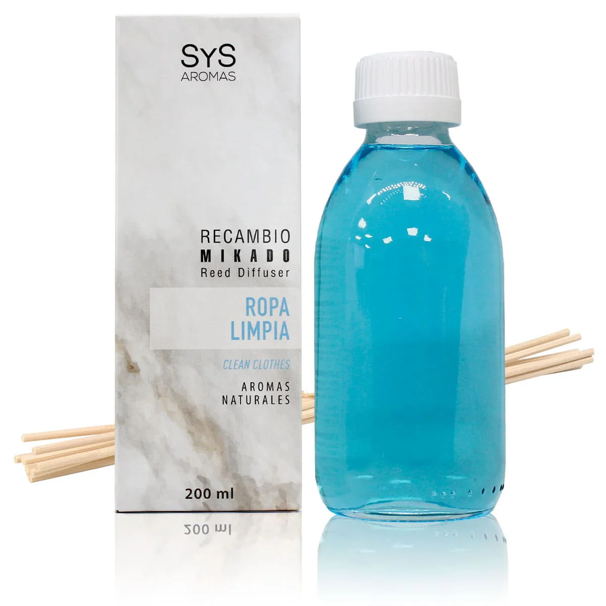 Recambio Mikado Ropa Limpia 200 ml con Varillas | Aroma Fresco y Suave | Refill Difusor | Larga Duració