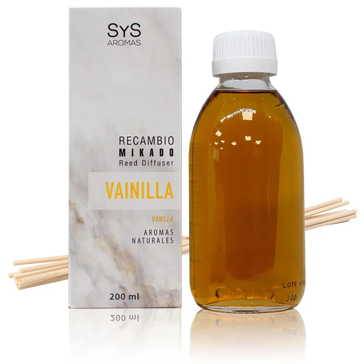Recambio Mikado Vainilla 200 ml con Varillas | Aroma Dulce y Cálido | Refill Difusor | Larga Duración