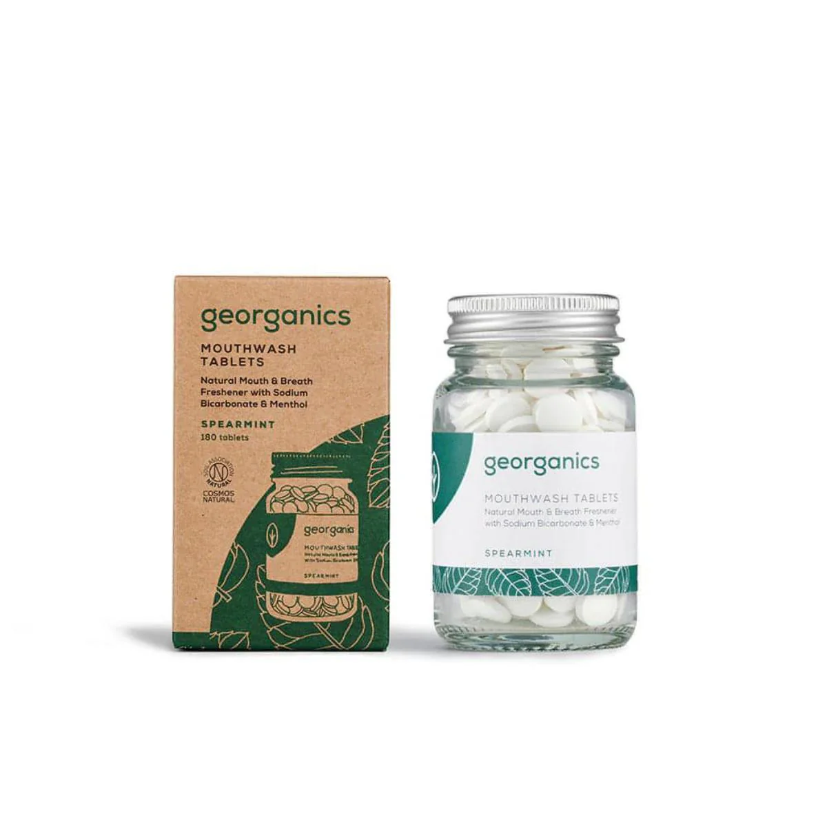 Recarga de pastillas de enjuague bucal de hierbabuena, Georganics 180 tabletas