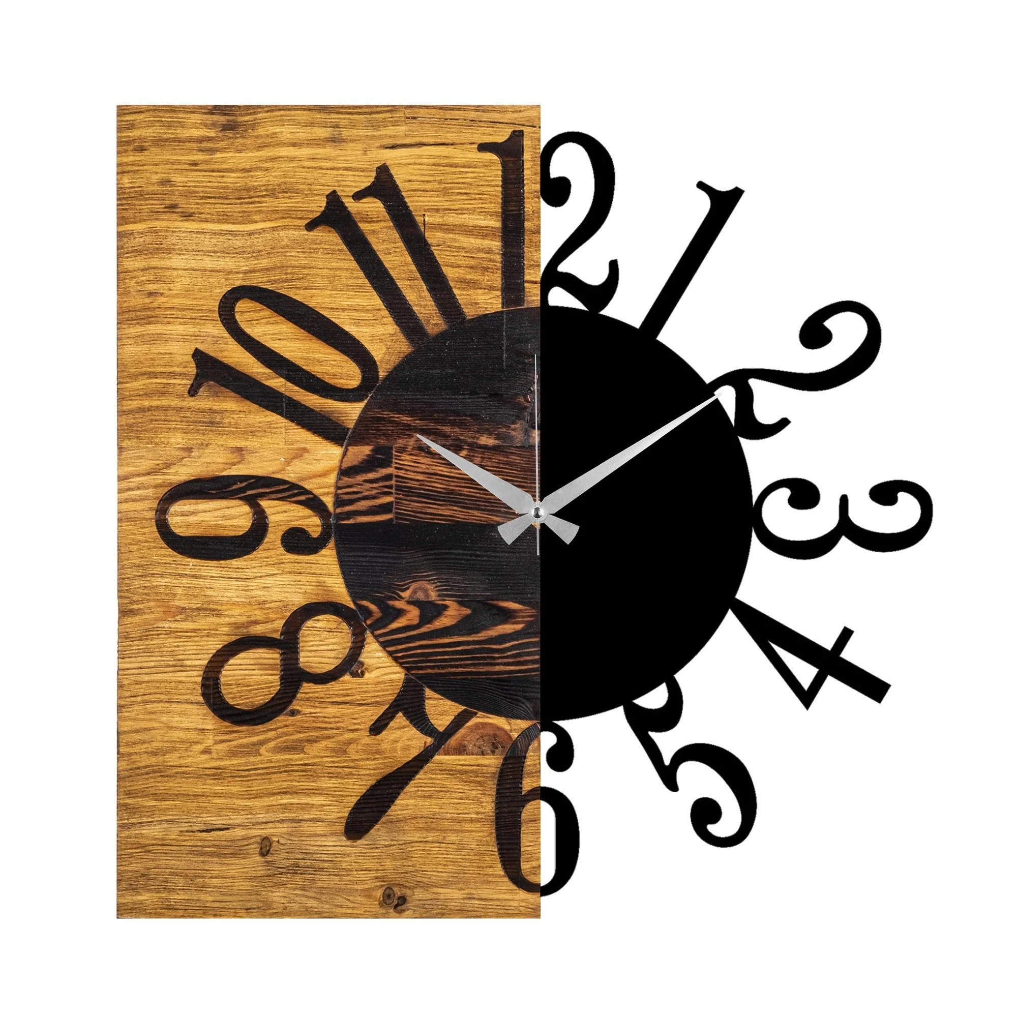 Reloj De Pared Madera mitad Y Mitad