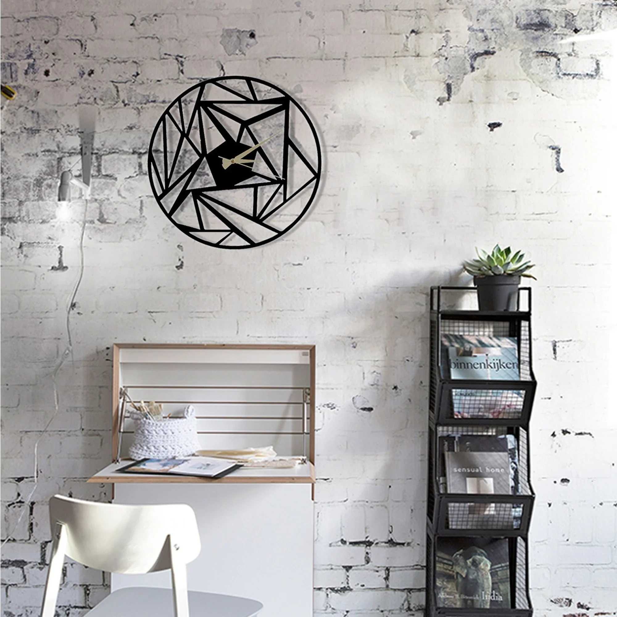 Reloj De Pared Metal Estilo Geométrico - Image 2
