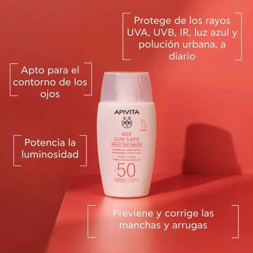 Reparación Antiedad Diaria SPF50 Bee Sun Safe Apivita 100 ml - Image 2