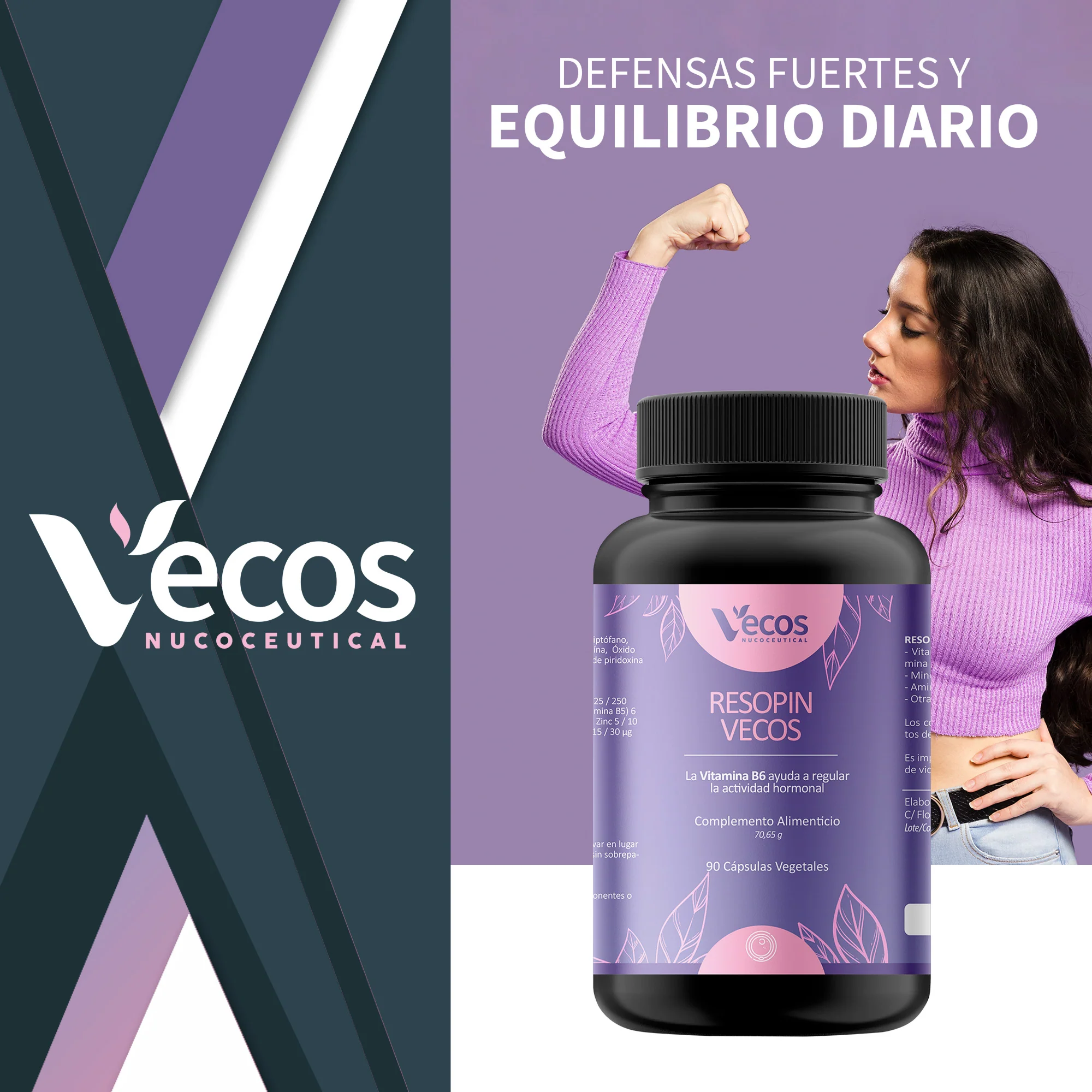 Resopin Vecos 90 Cápsulas | Regularidad Menstrual, Fertilidad Femenina | Inositol,cromo - Image 2