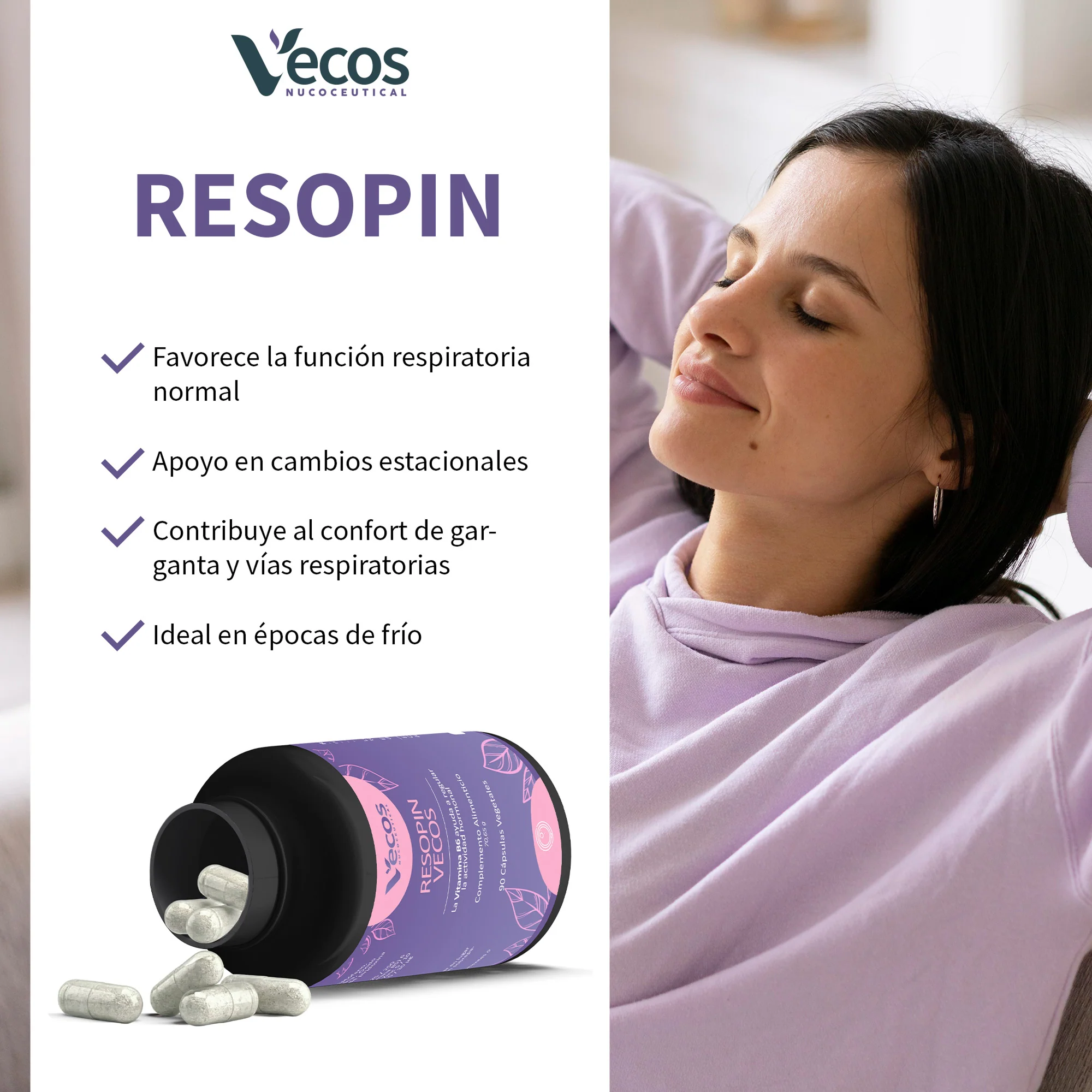 Resopin Vecos 90 Cápsulas | Regularidad Menstrual, Fertilidad Femenina | Inositol,cromo - Image 4