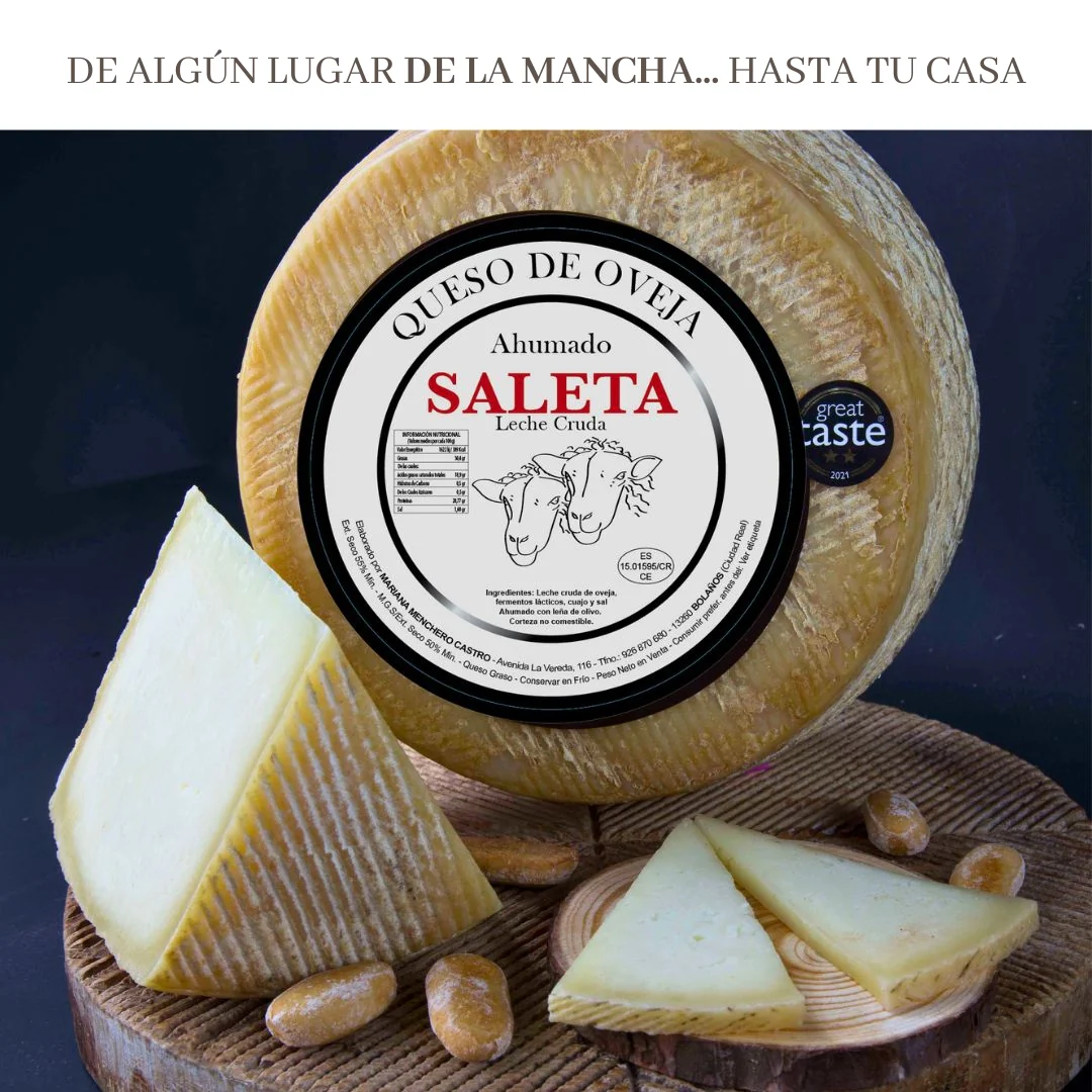 Saleta® Queso Curado Ahumado Entero De Oveja (2,2 Kg) | Elaboración Artesana Quesos De La Mancha | Ahumados - Image 4