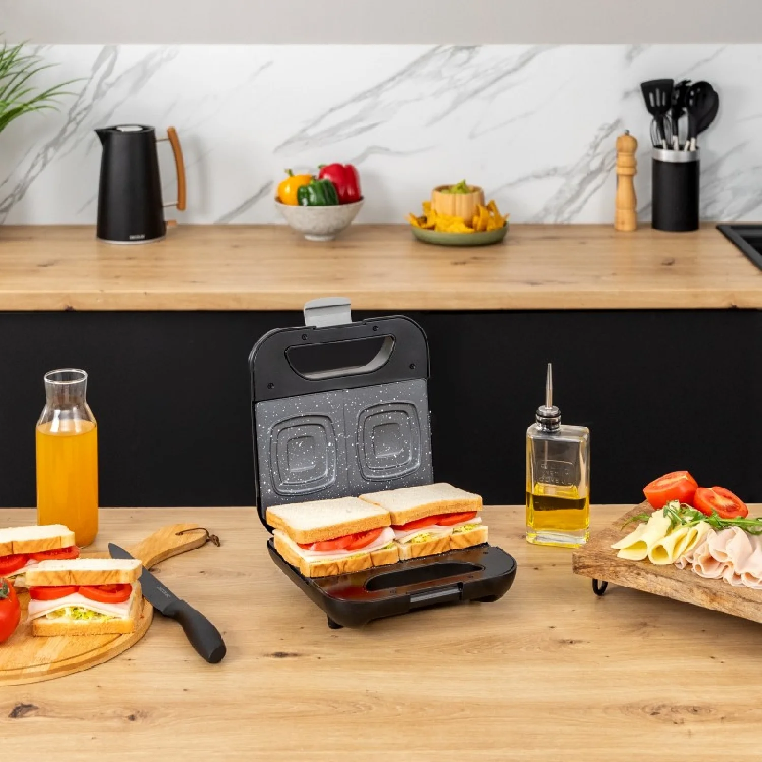 Sandwichera Rock'ntoast Square +, 800w De Potencia, Placa Cuadradas, Revestimiento Piedra Rockstone, Antiadherente, Acero Inoxidable, Revestimiento - Image 2