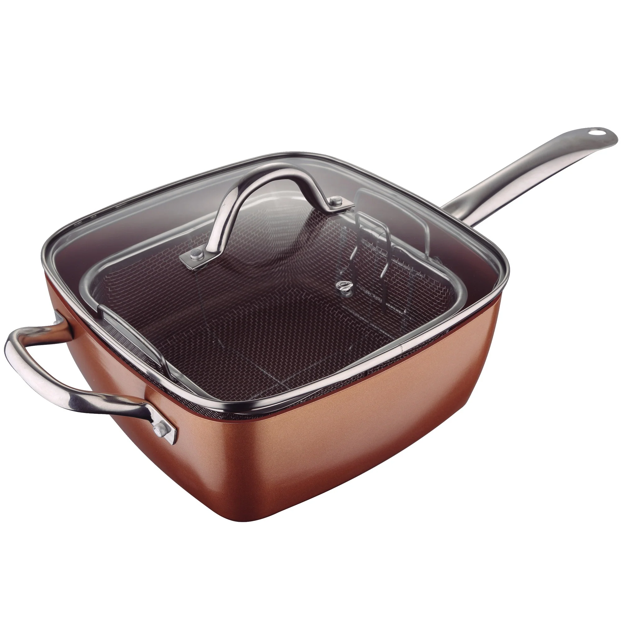Sarten Cuadrada 24x24x9.5cm C/t Aluminio Prensado Inducción Optimum Copper