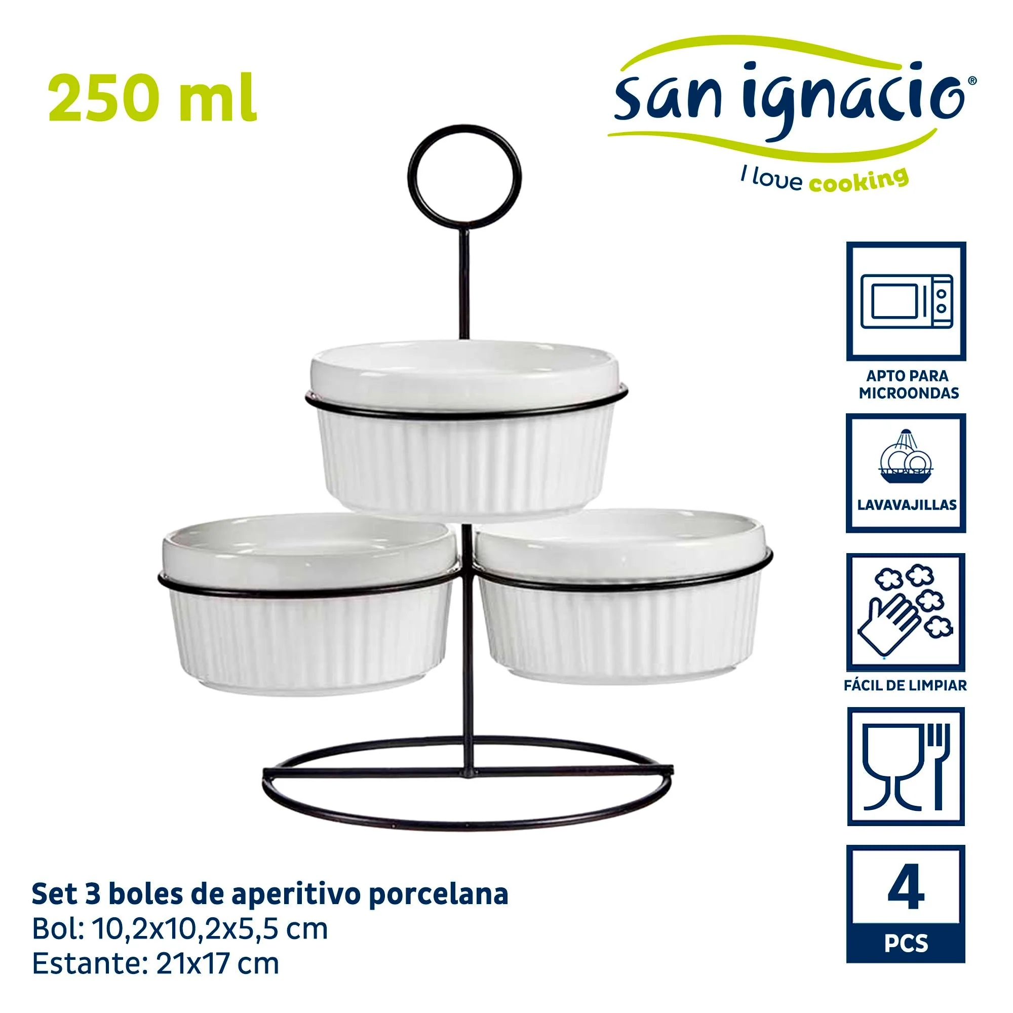 Set 3 Bols Redondos Blancos Con Estante Colección Vessia - Image 2