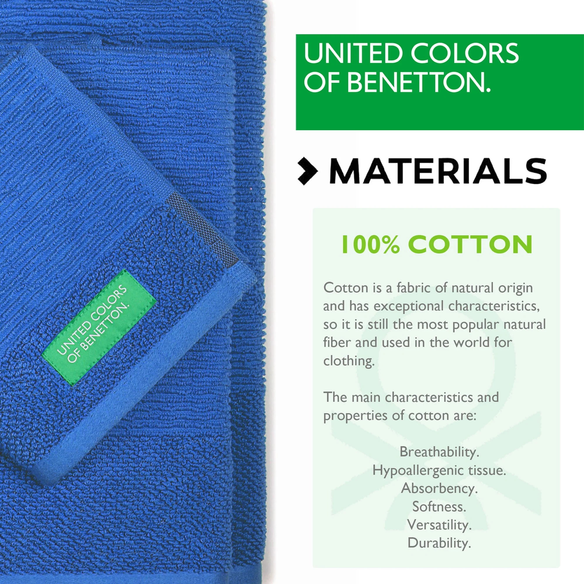 Set 3pcs Toallas De Baño (30x50+50x90+70x140cm) 450 Gsm 100%algodon Azul Casa Benetton - Image 3