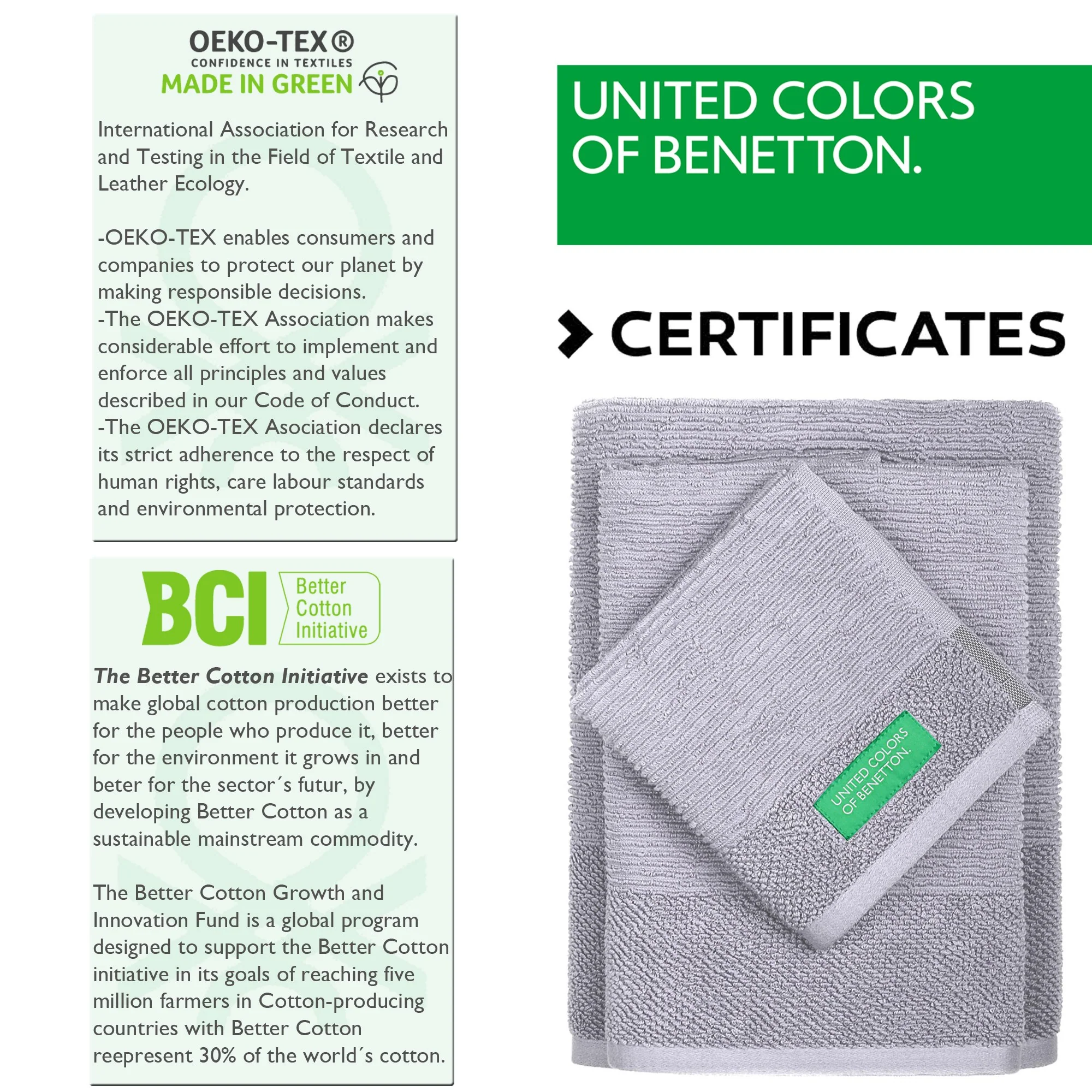 Set 3pcs Toallas De Baño (30x50+50x90+70x140cm) 450 Gsm 100%algodon Gris Casa Benetton - Image 4