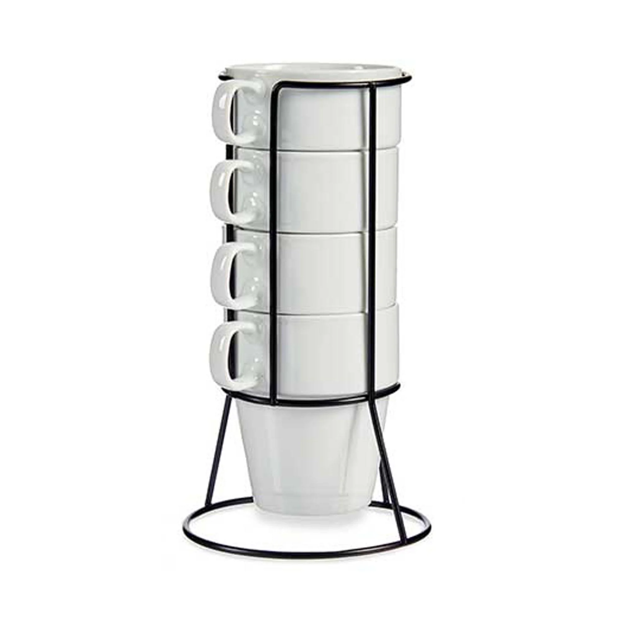Set 4 Tazas Apilables Blanco Con Estante Colección Vessia - Image 3