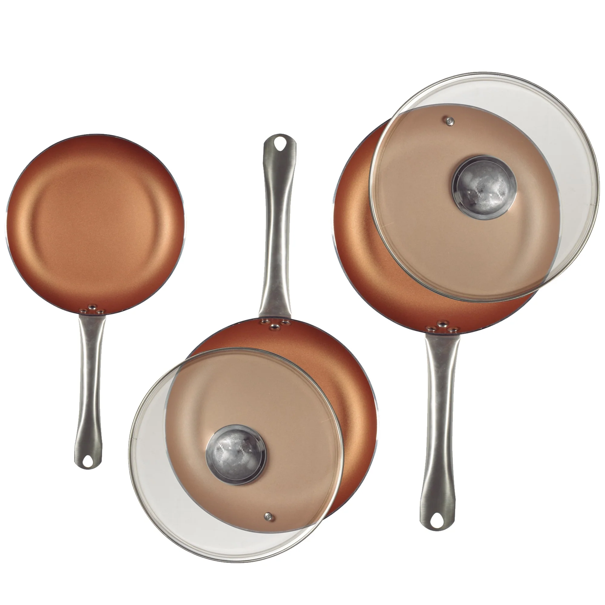 Set 5pc Sartenes Ø20ø24ø28 (con Tapa) Aluminio Prensado Inducción Optimum Copper - Image 2