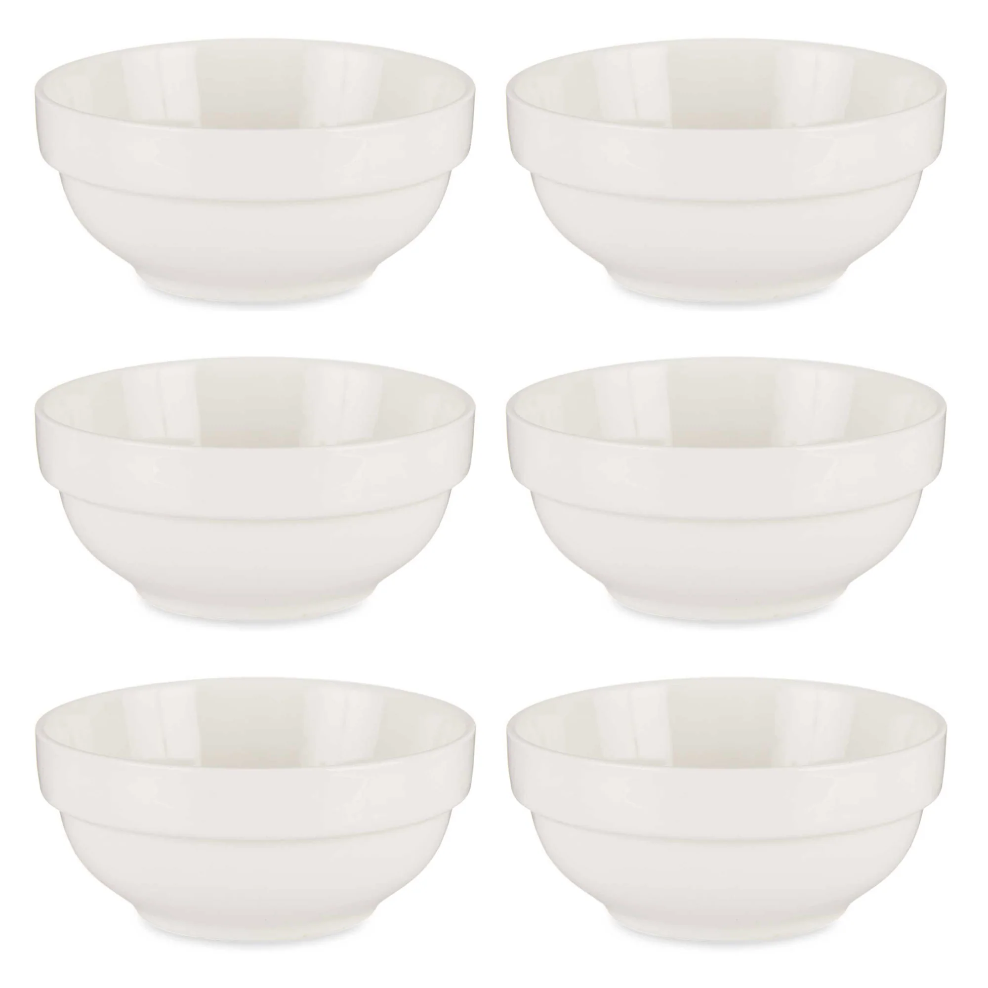 Set 6 Cuencos Porcelana Blanca Aperitivo Colección Vessia