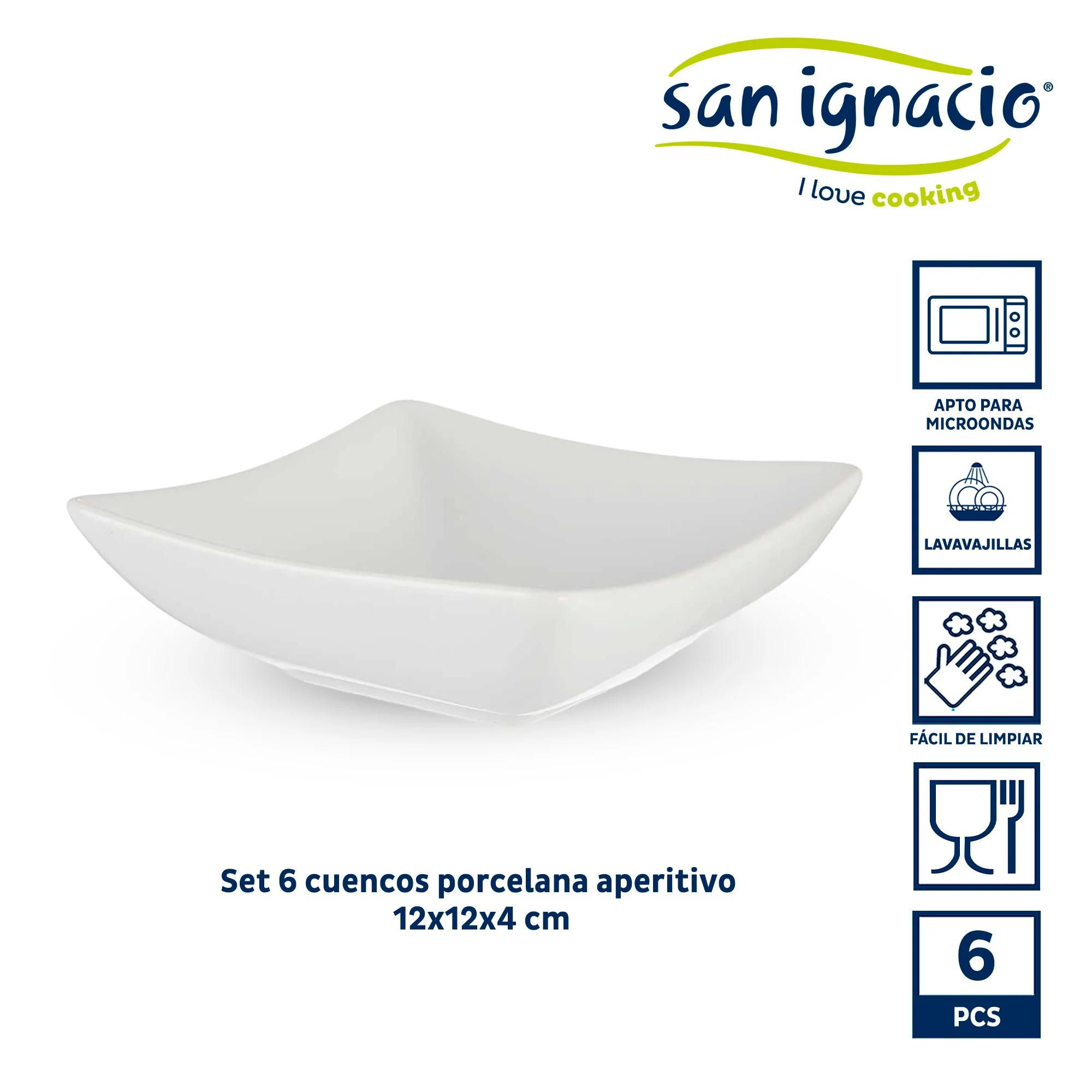 Set 6 Cuencos Porcelana Blanca Aperitivo Colección Vessia - Image 2