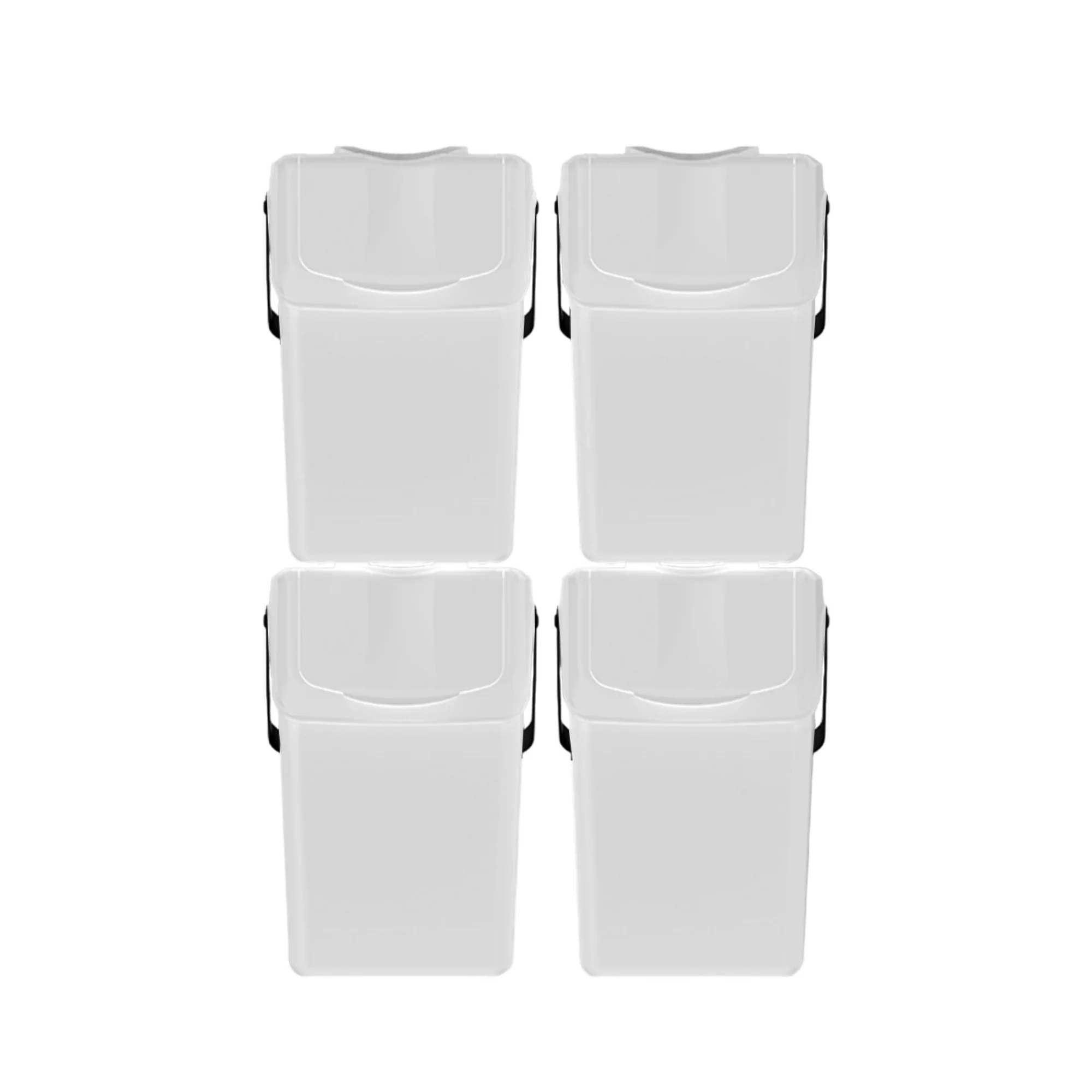 Set De 4 Cubos De Basura Keden Sortibox Para Reciclado, Blanco Roto, Volumen 4x25l