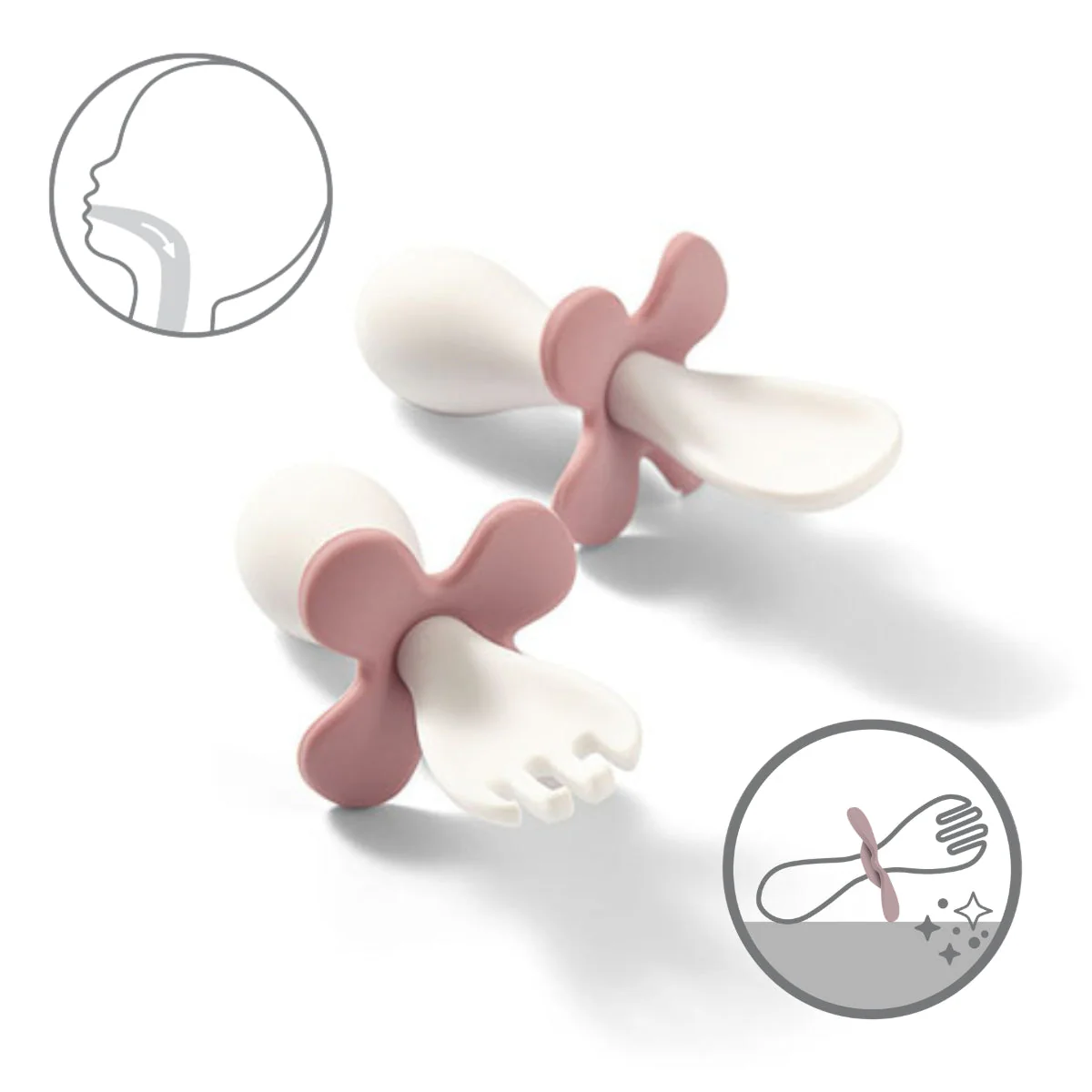 Set De Cubiertos Ergonomicos Para Bebé Con Estuche Pink - Image 3