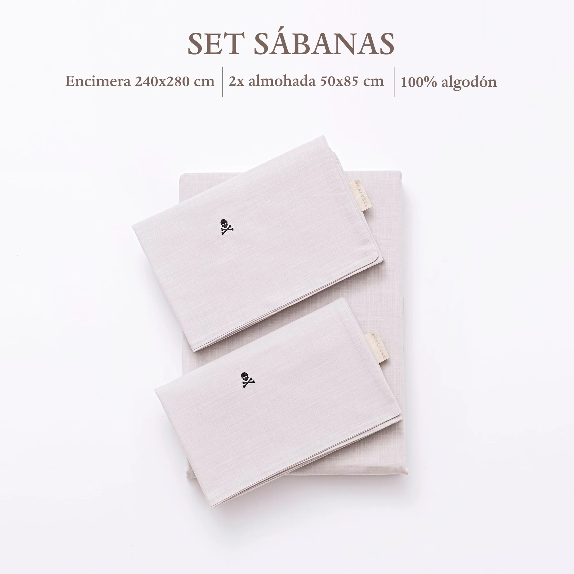 Set Sábanas Gris (encimera 240x280cm + 2 Fundas De Almohada 50x85cm) 100% Algodón Scalpers Home - Image 2