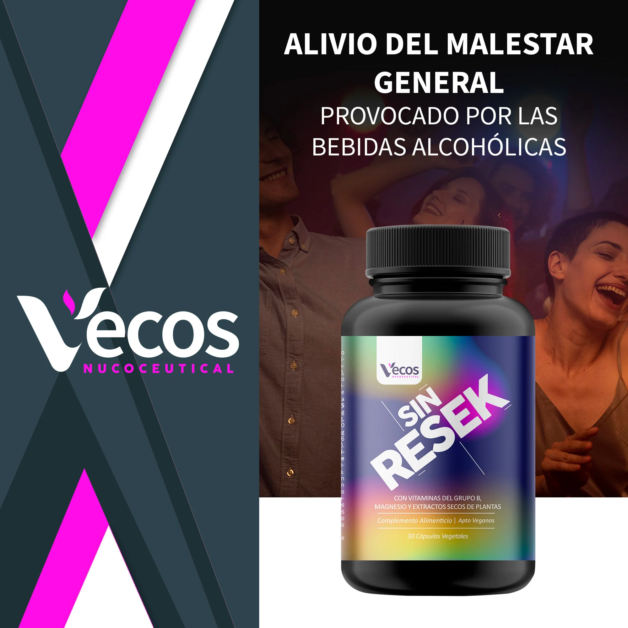 Sin Resek VECOS 30 cápsulas | Alivio del Exceso de Consumos, Detox y Rehidratación | Magnesio + Cardo Mariano - Image 2