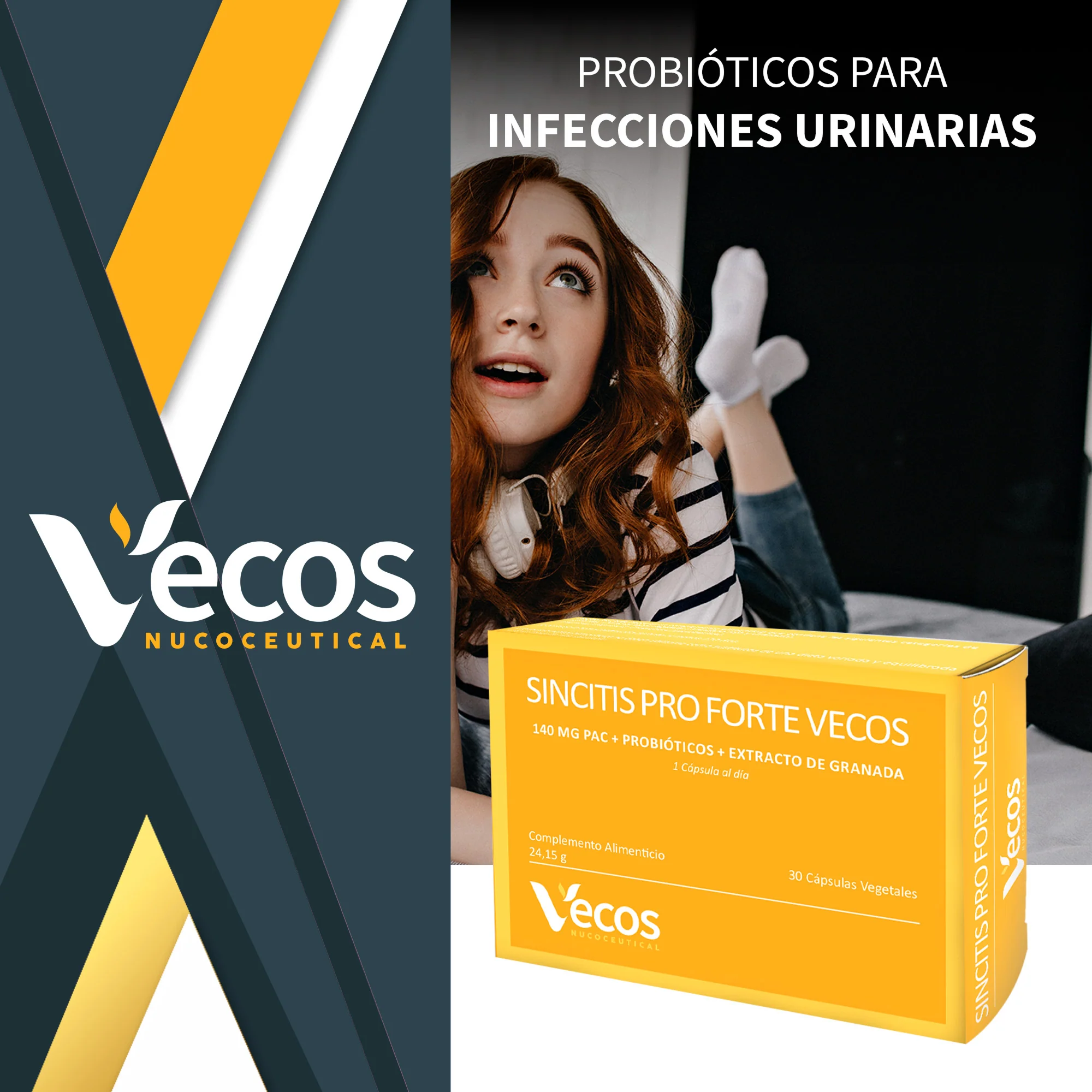 Sincitis Pro Forte Vecos 30 Cápsulas | Bienestar Femenino, Prevención De Cistitis| Arándano Rojo + Probióticos - Image 2