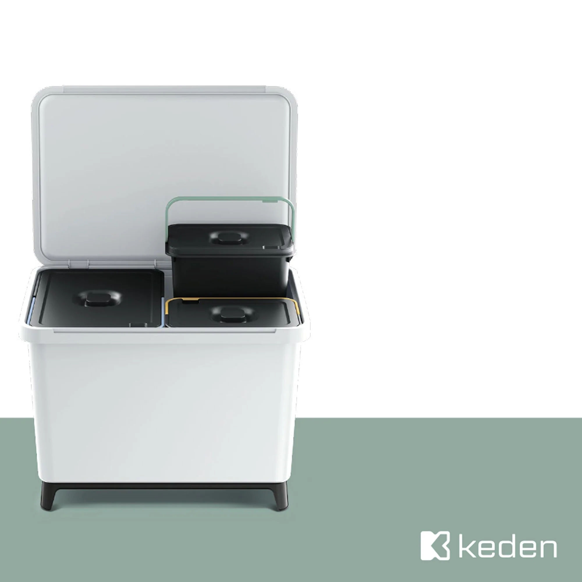 Sistema Clasificador De Reciclaje 2x10l Color Blanco Keden - Image 6