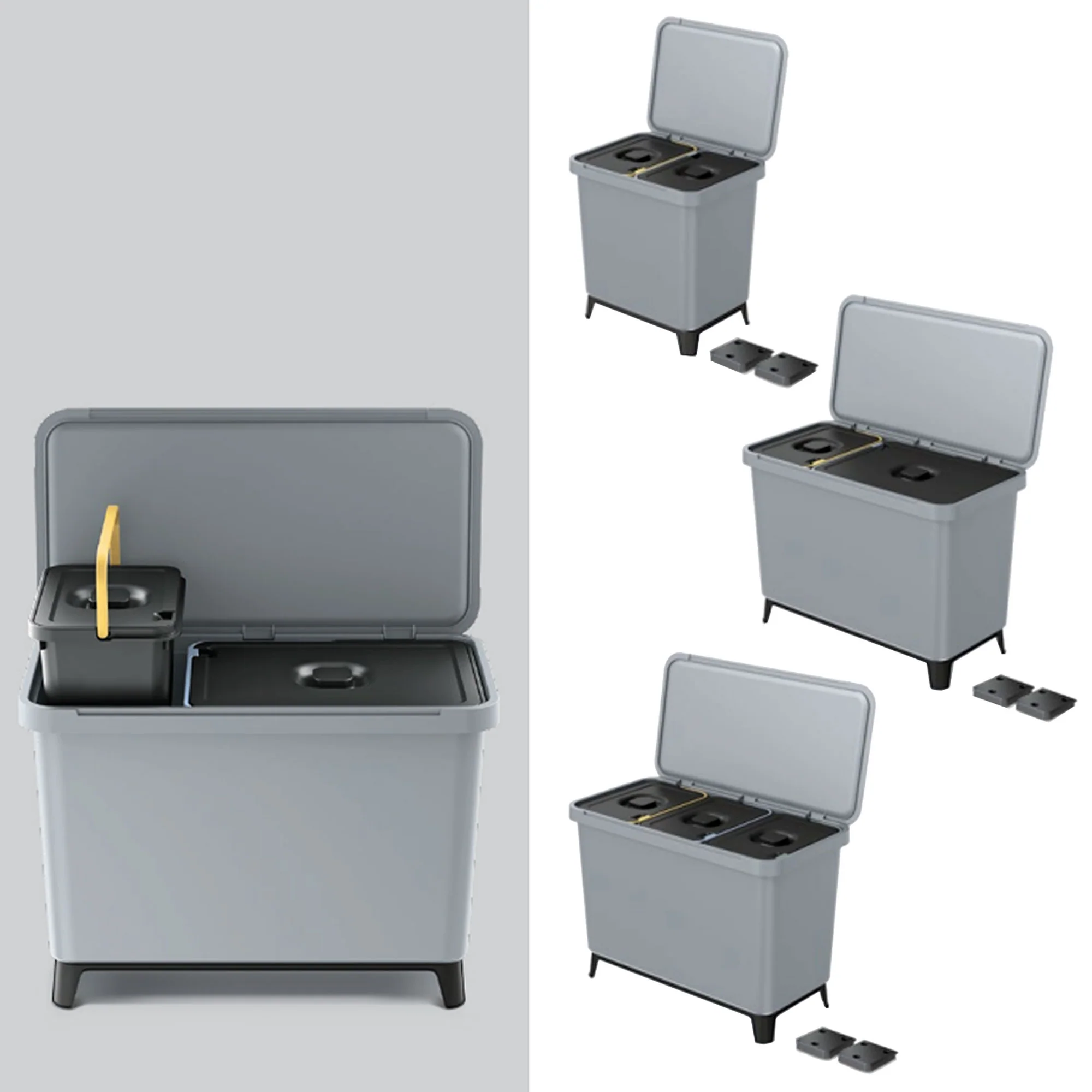 Sistema Clasificador De Reciclaje 2x10l Color Gris Keden - Image 6