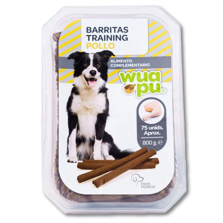 Snack Barritas Húmedas Ricas En Carne De Pollo Wuapu Training Pollo, Caja 800gr (75u Aprox)