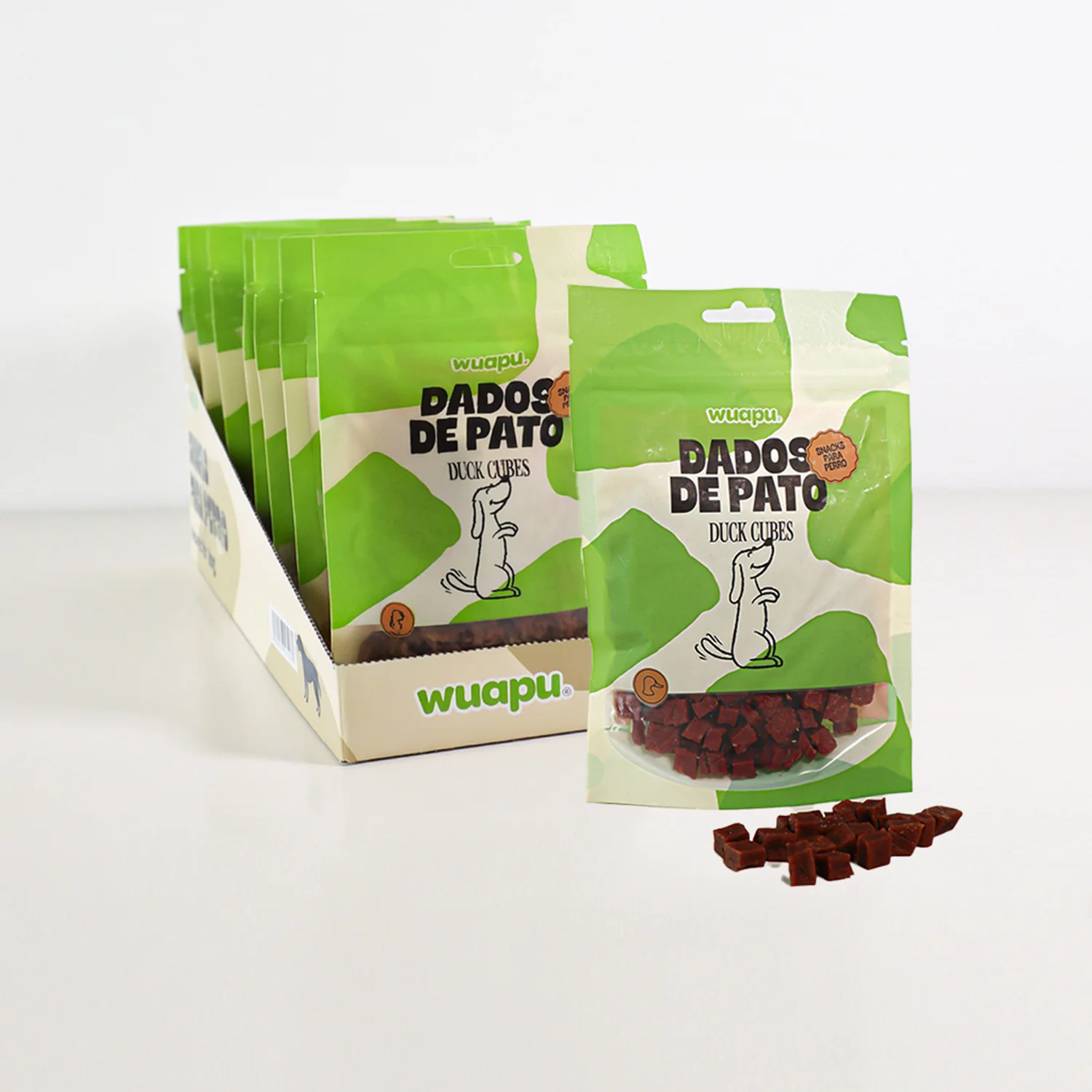Snack Natual Para Perro 67% Carne De Pato En Dados 12 Paq X(100gr) Wuapu
