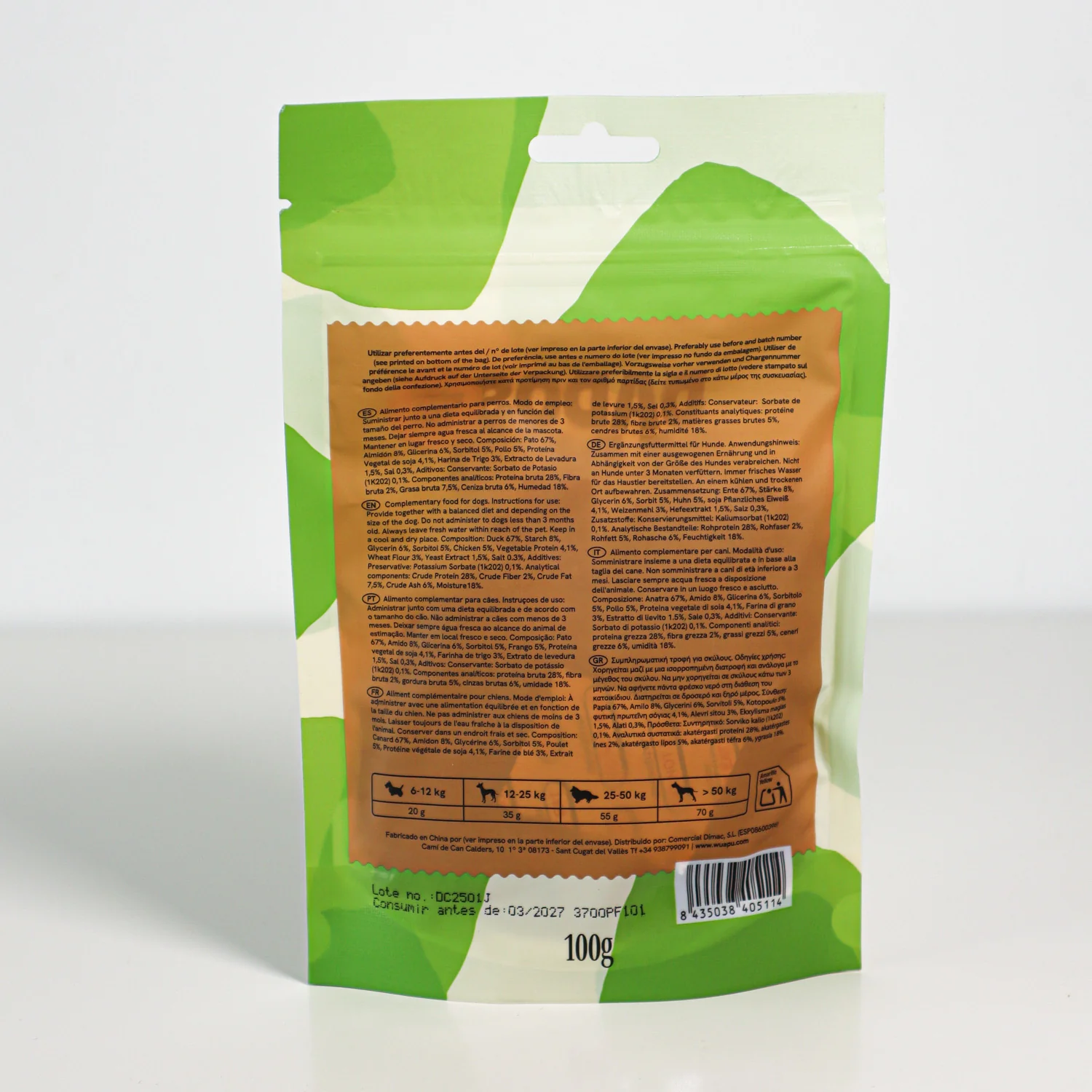 Snack Natual Para Perro 67% Carne De Pato En Dados 12 Paq X(100gr) Wuapu - Image 4