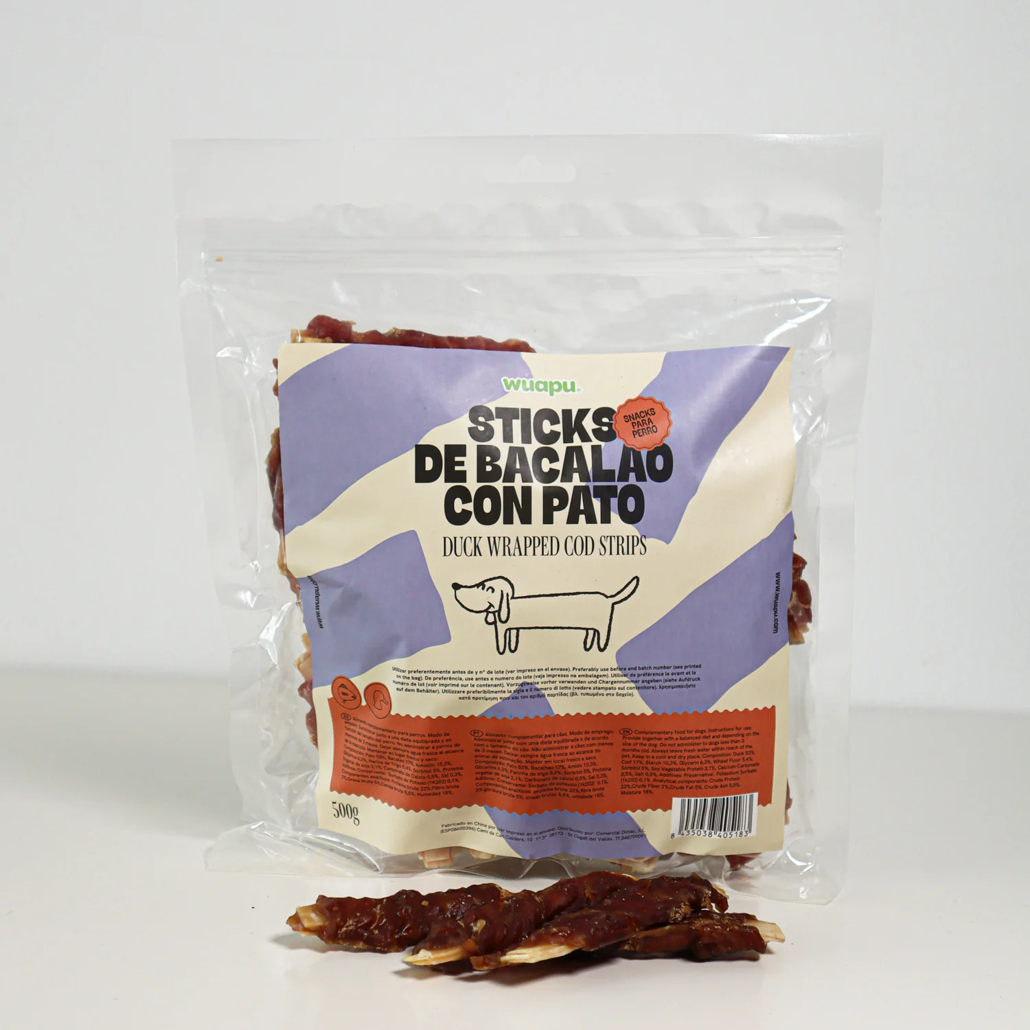 Snack Para Perro En Stick De Bacalao Con Pato Desecado Wuapu 12x100gr - Image 4