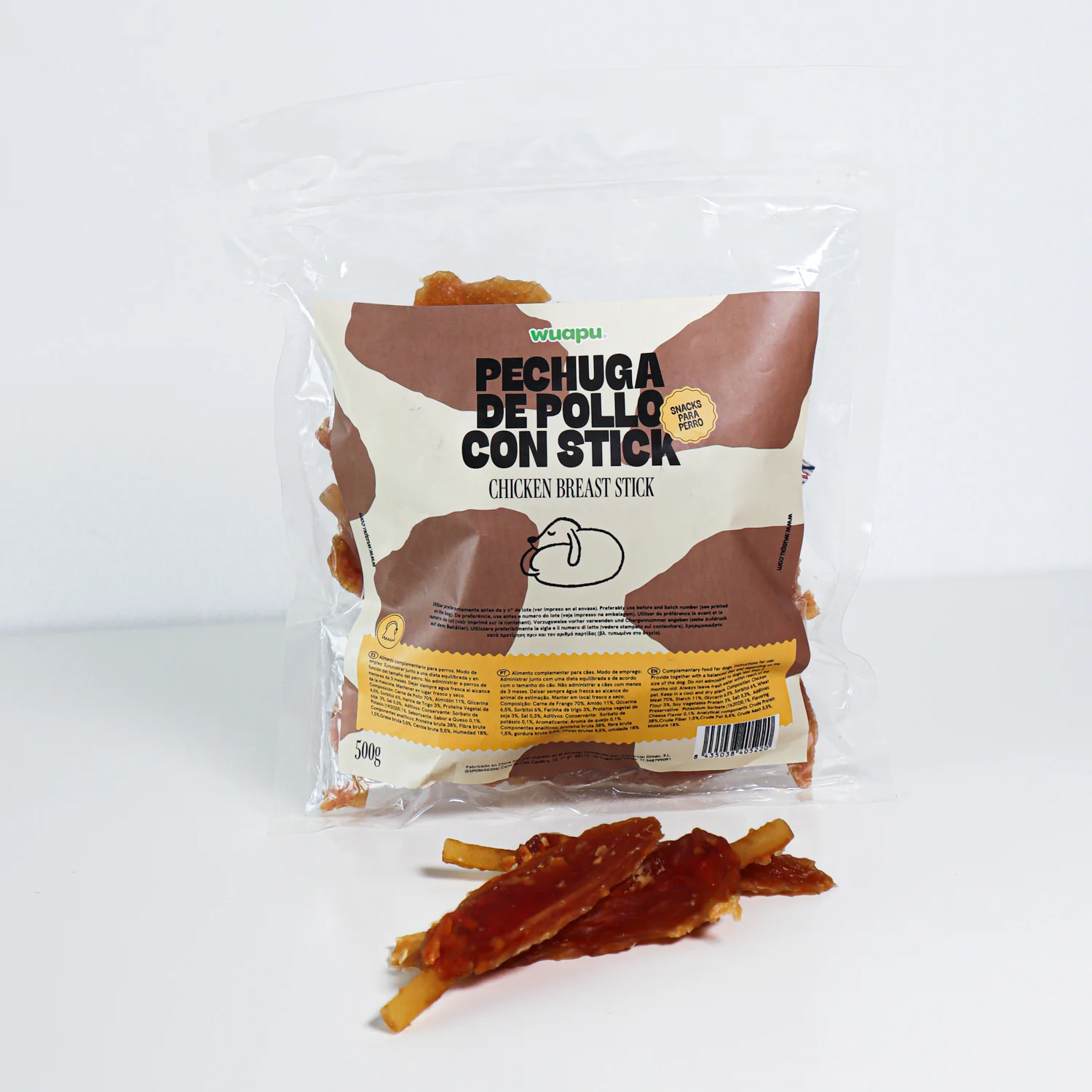 Snack Para Perro En Stick Sabor Queso Con Pollo Desecado Wuapu 500gr - Image 4