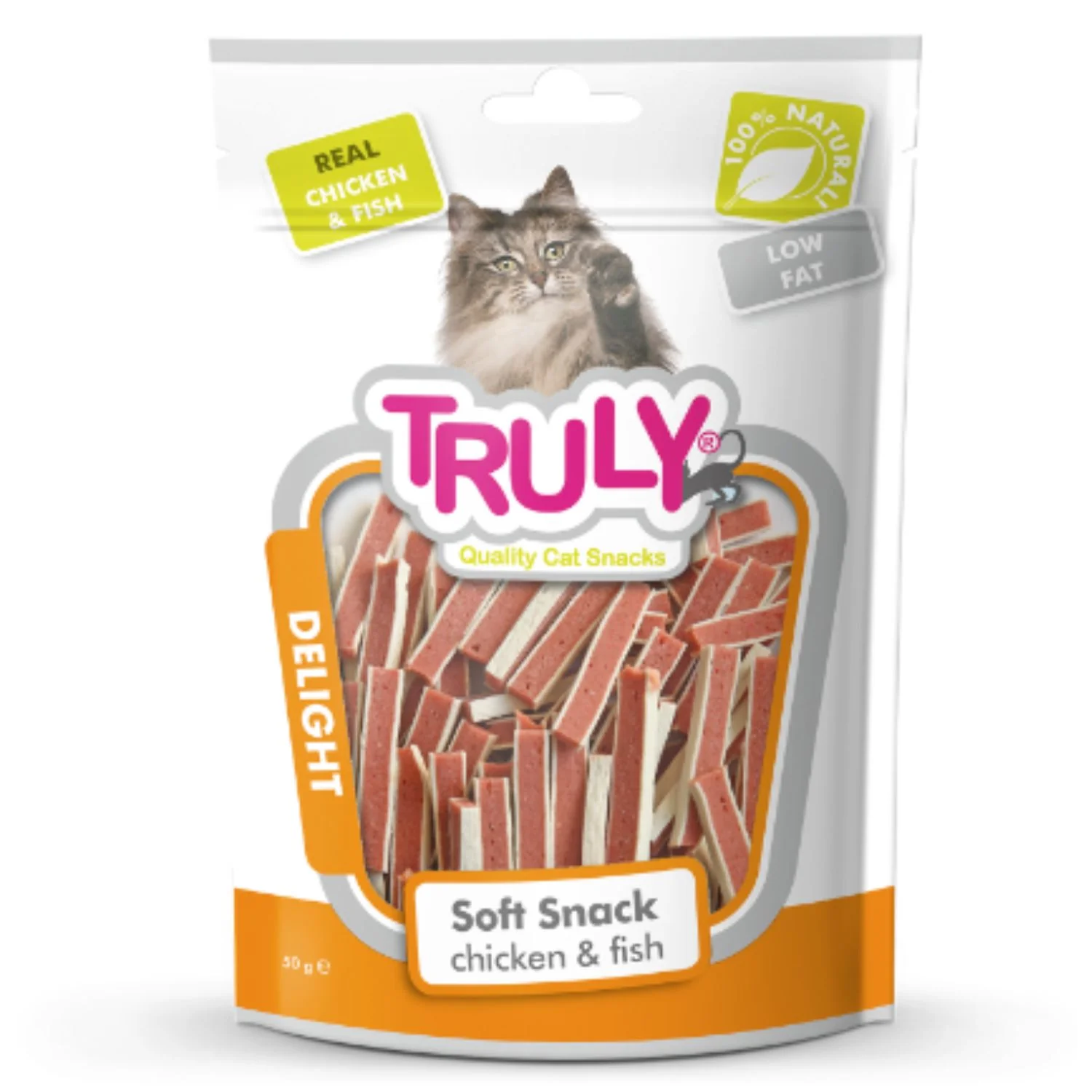 Snack Semihumedo En Barrita Para Gato De Pollo Y Pescado Truly 20 Bolsas X 50 Gr