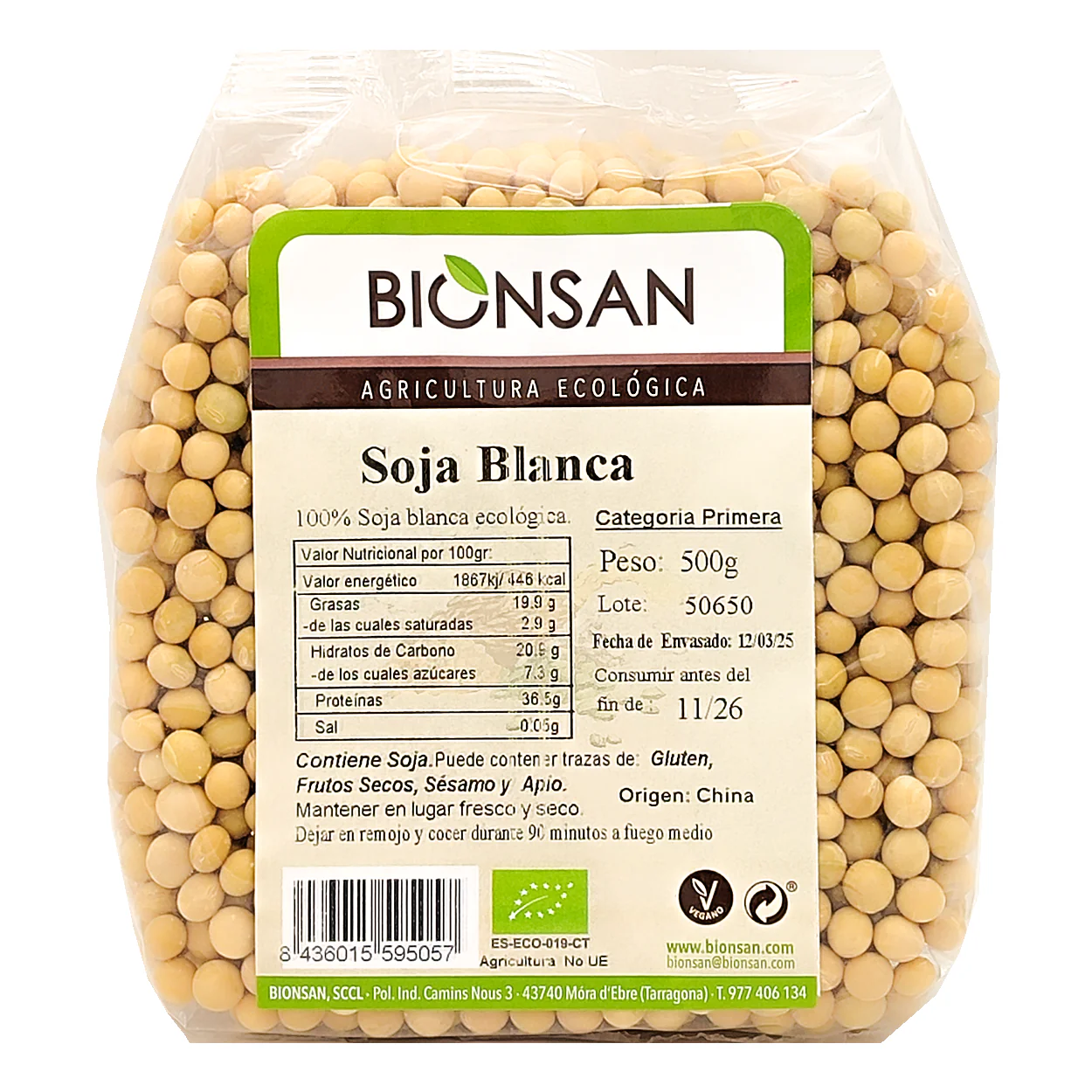 Soja Blanca En Grano Ecológica 500gr