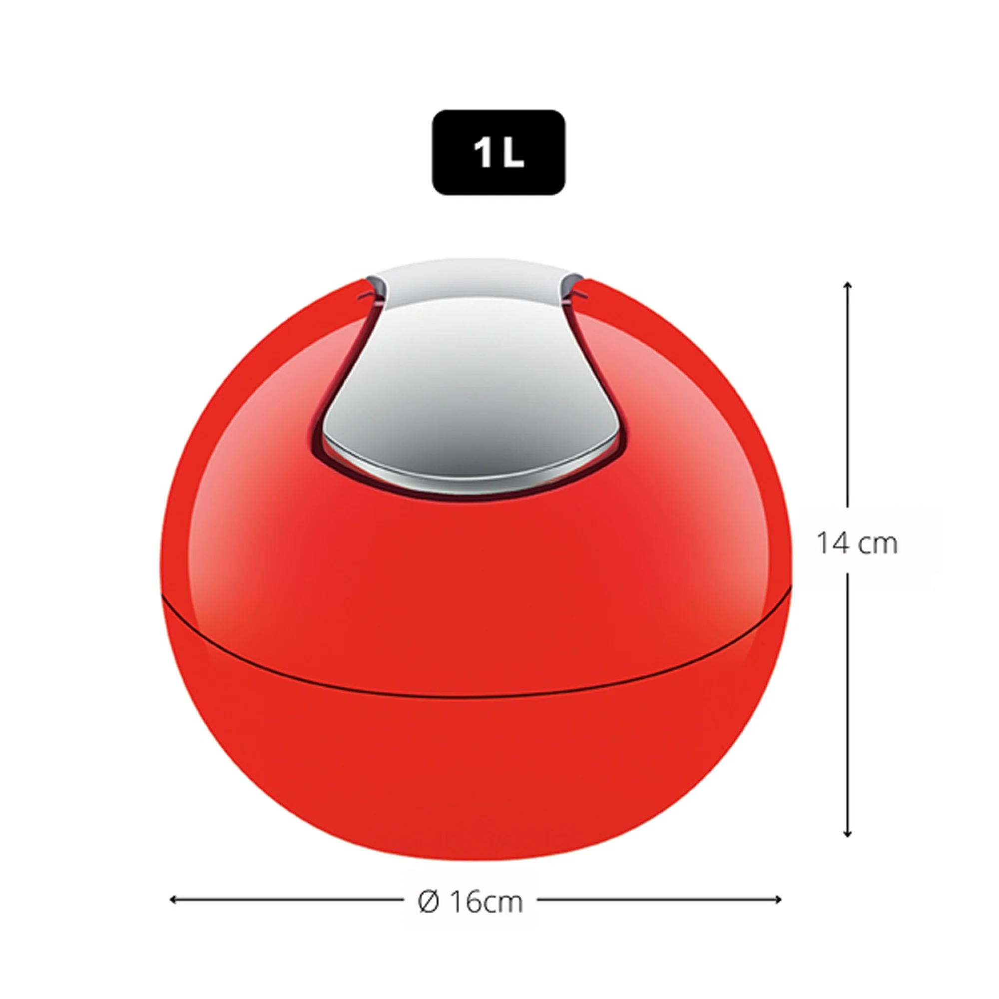 Spirella Colección Bowl, Papelera Ø16 X 14 Cm (1 Litro), Poliestirol, Rojo - Image 2