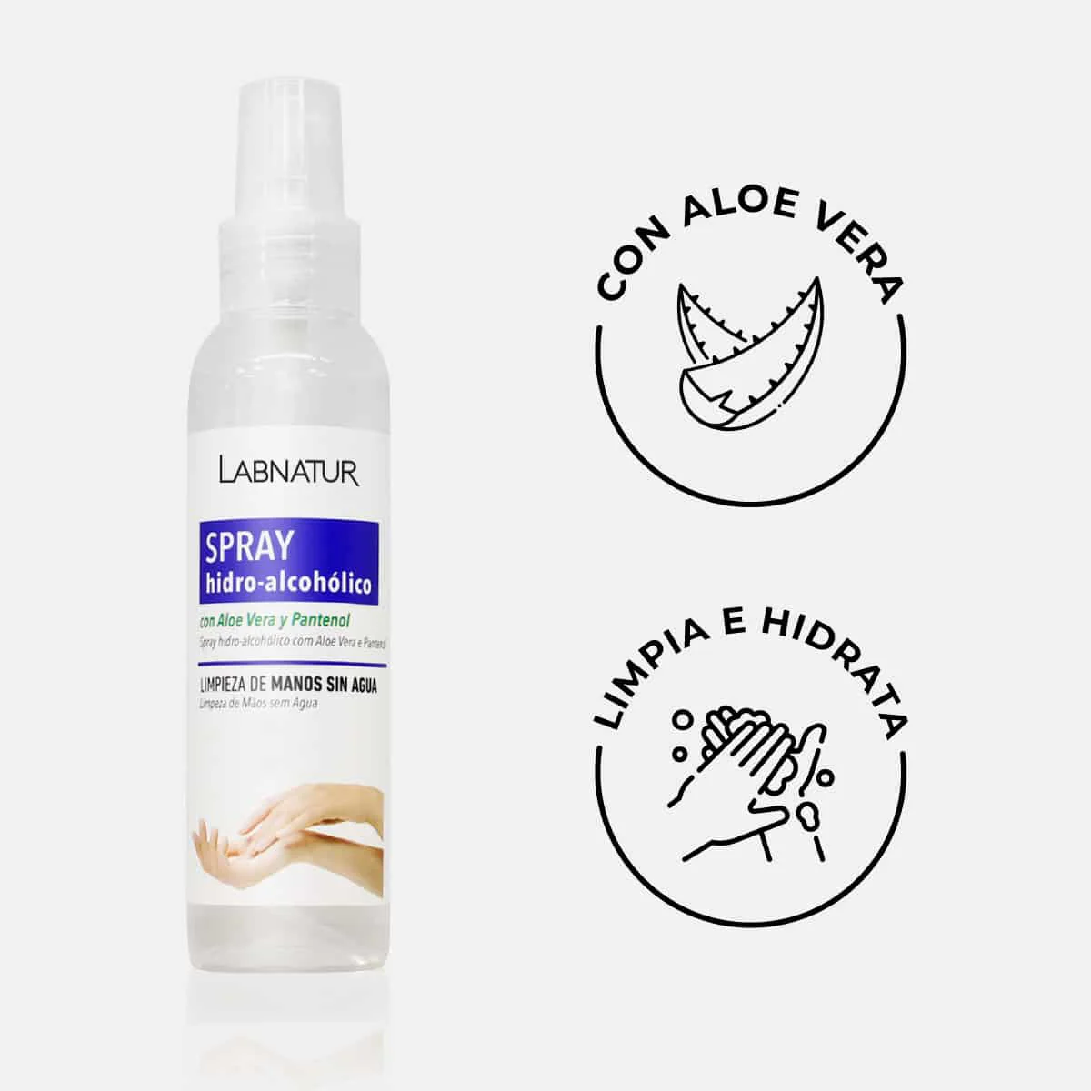 Spray Hidroalcohólico Aloe Vera 125 ml Labnatur| Higiene de Manos | Limpieza con Aloe Vera | Cuidado Refrescante - Image 2
