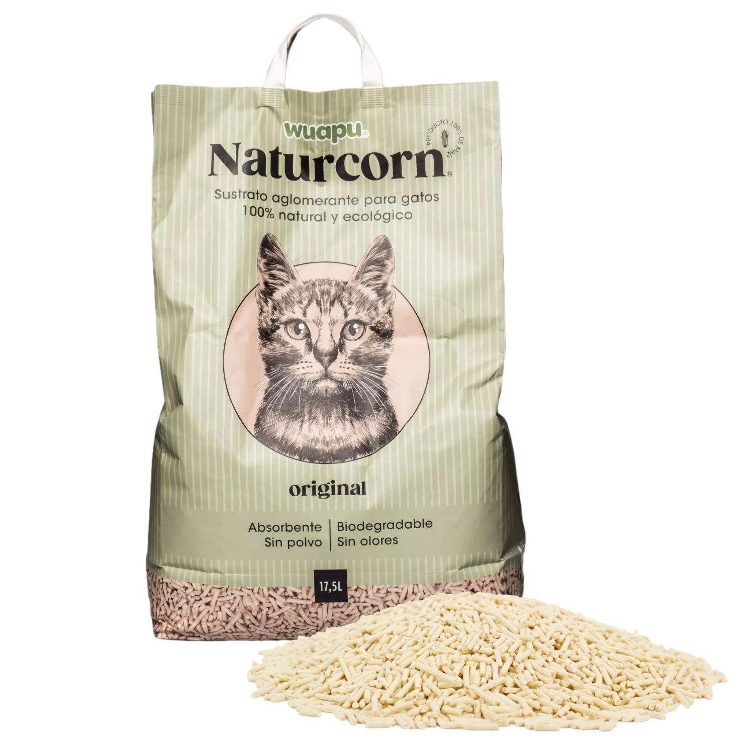 Sustrato Absorbente Wuapu Naturcorn Original En Pelet Biodegradable Para Gato 6 Uds 6l - Image 3