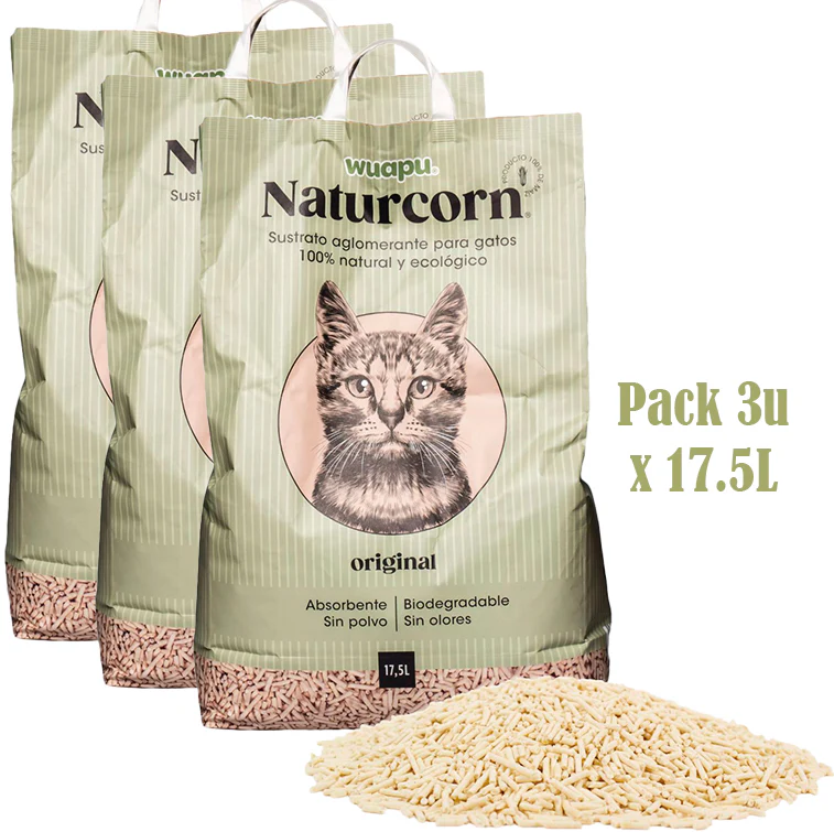 Sustrato Absorbente Wuapu Naturcorn Original En Pelet Biodegradable Para Gato 6 Uds 6l - Image 4