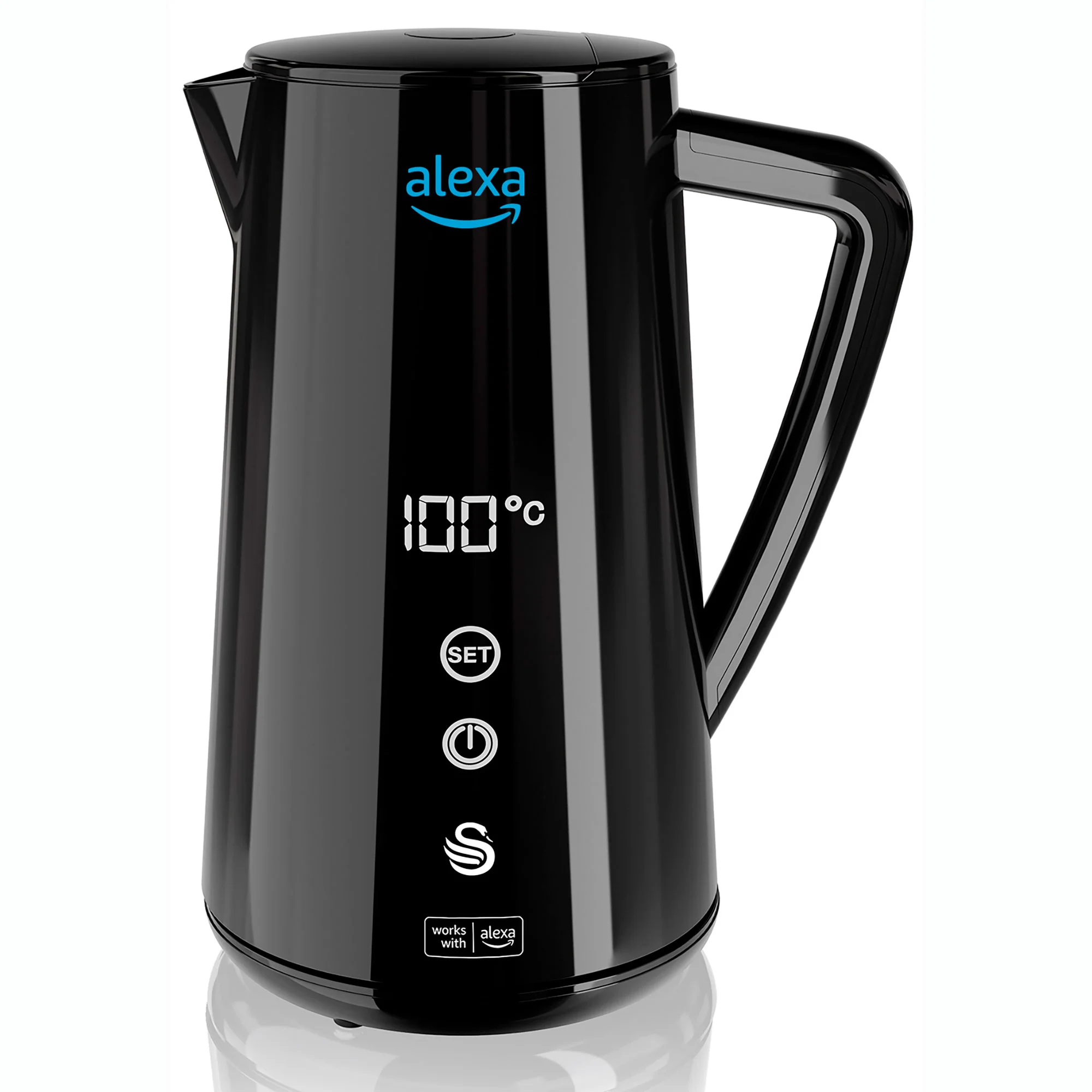 Swan Alexa Hervidor Agua Eléctrico Inteligente Wifi Smart Kettle 1,5l Inalámbrico Control Táctil Led, Sk14650blkneu - Image 2
