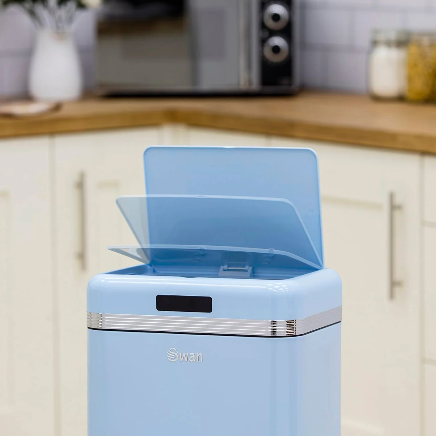 Swan Cubo De Basura Cocina Automático, Sensor De Movimiento, 45l, Metálico, Papelera Reciclaje, Swka4500blneu, Azul - Image 2
