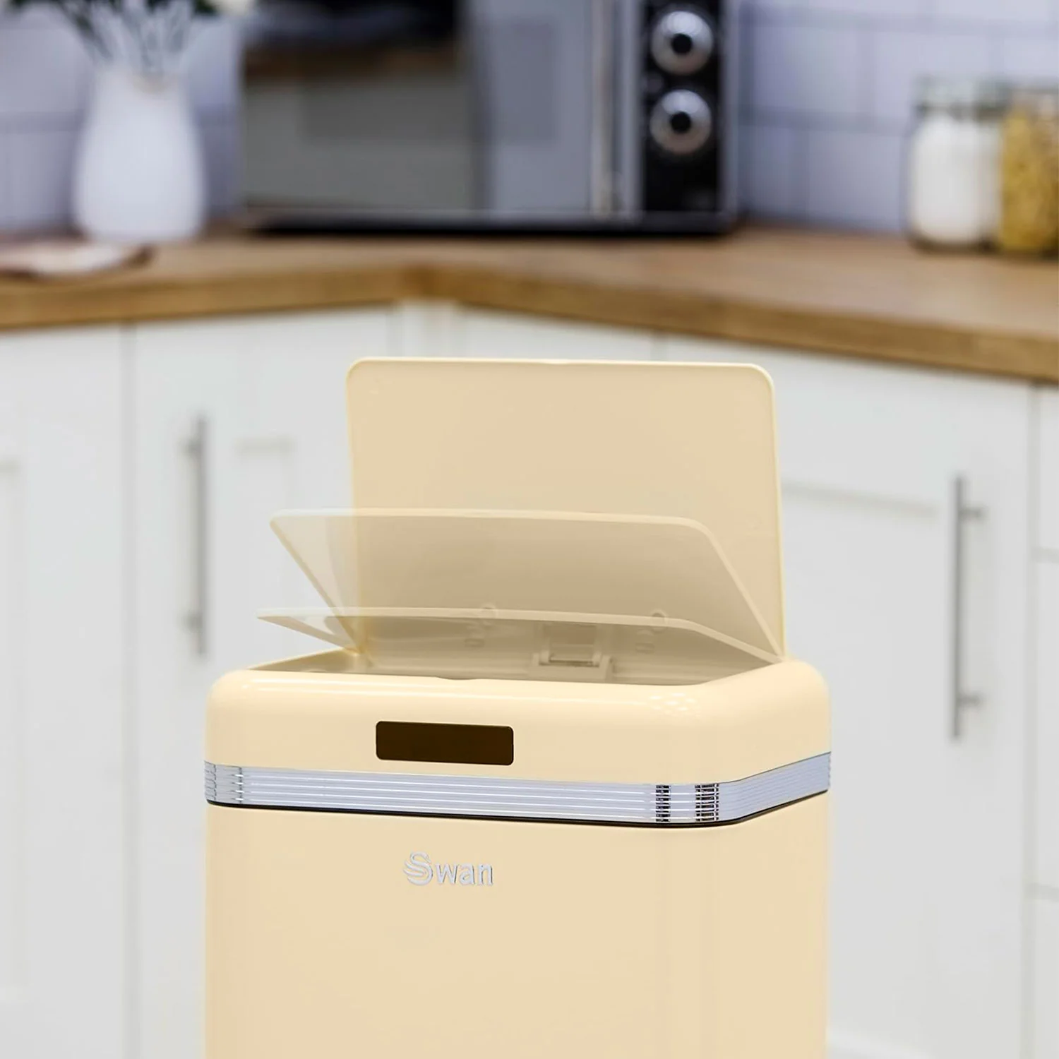 Swan Cubo De Basura Cocina Automático, Sensor De Movimiento, 45l, Metálico, Papelera Reciclaje, Swka4500cneu, Crema - Image 2