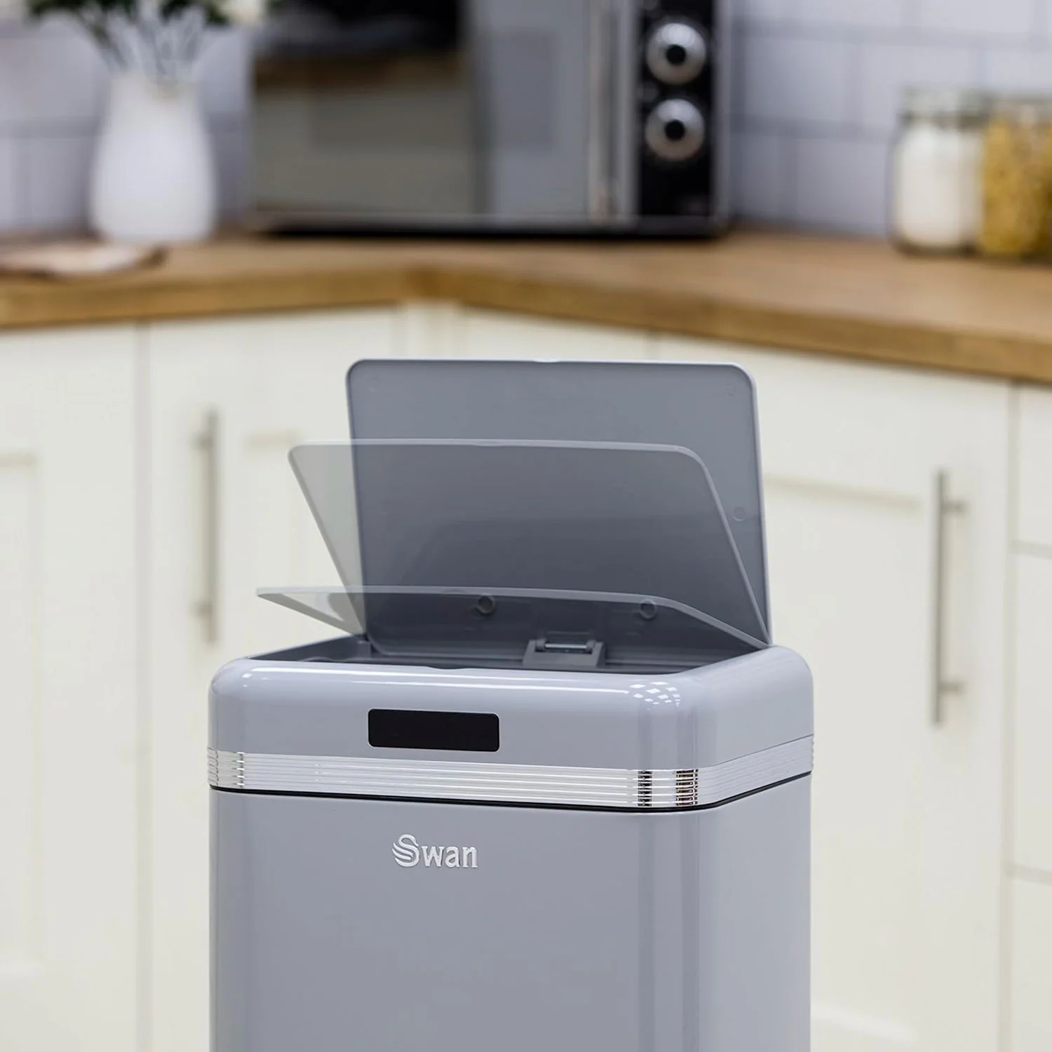 Swan Cubo De Basura Cocina Automático, Sensor De Movimiento, 45l, Metálico, Papelera Reciclaje, Swka4500grneu, Gris - Image 2