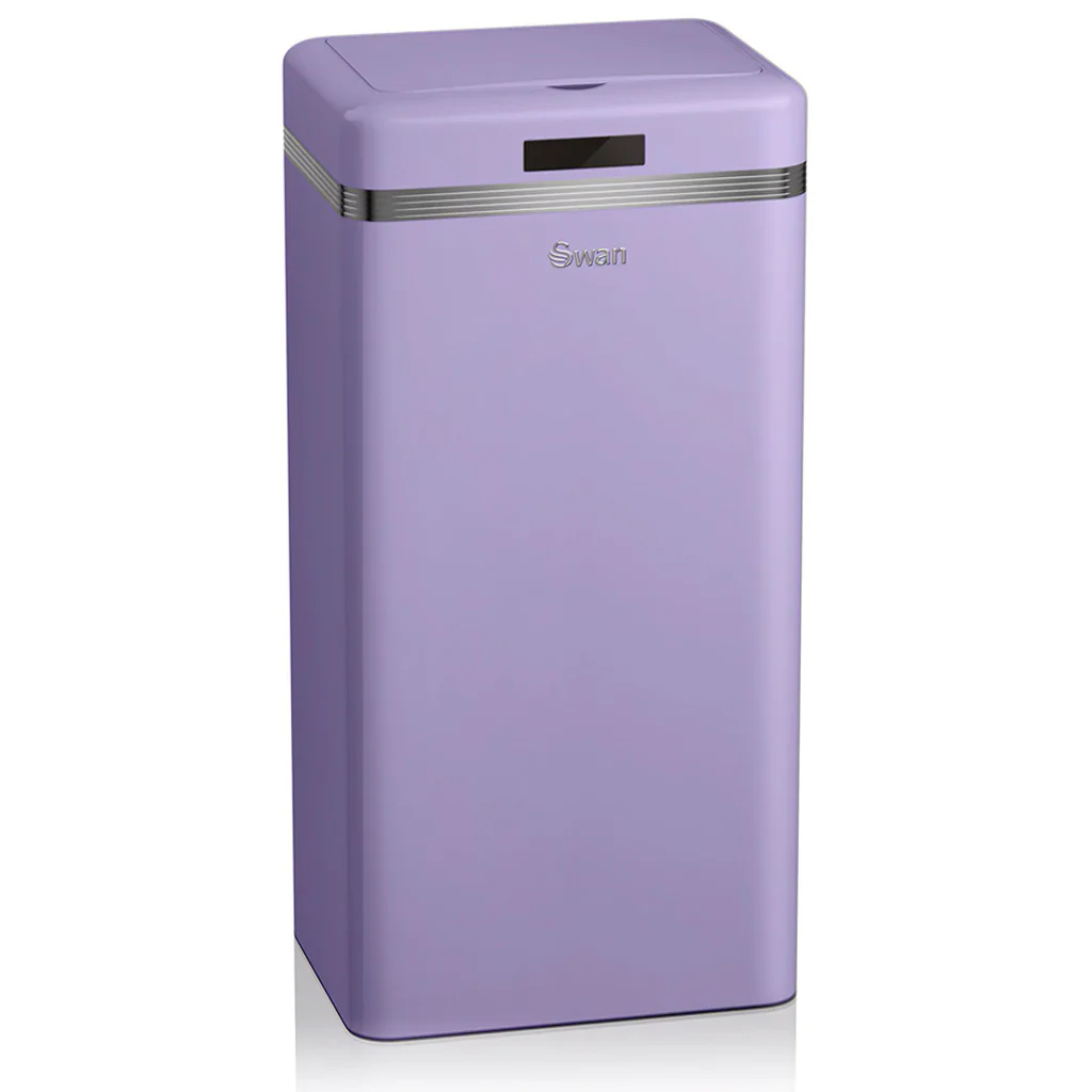 Swan Cubo De Basura Cocina Automático, Sensor De Movimiento, 45l, Metálico, Papelera Reciclaje, Swka4500purneu, Morado