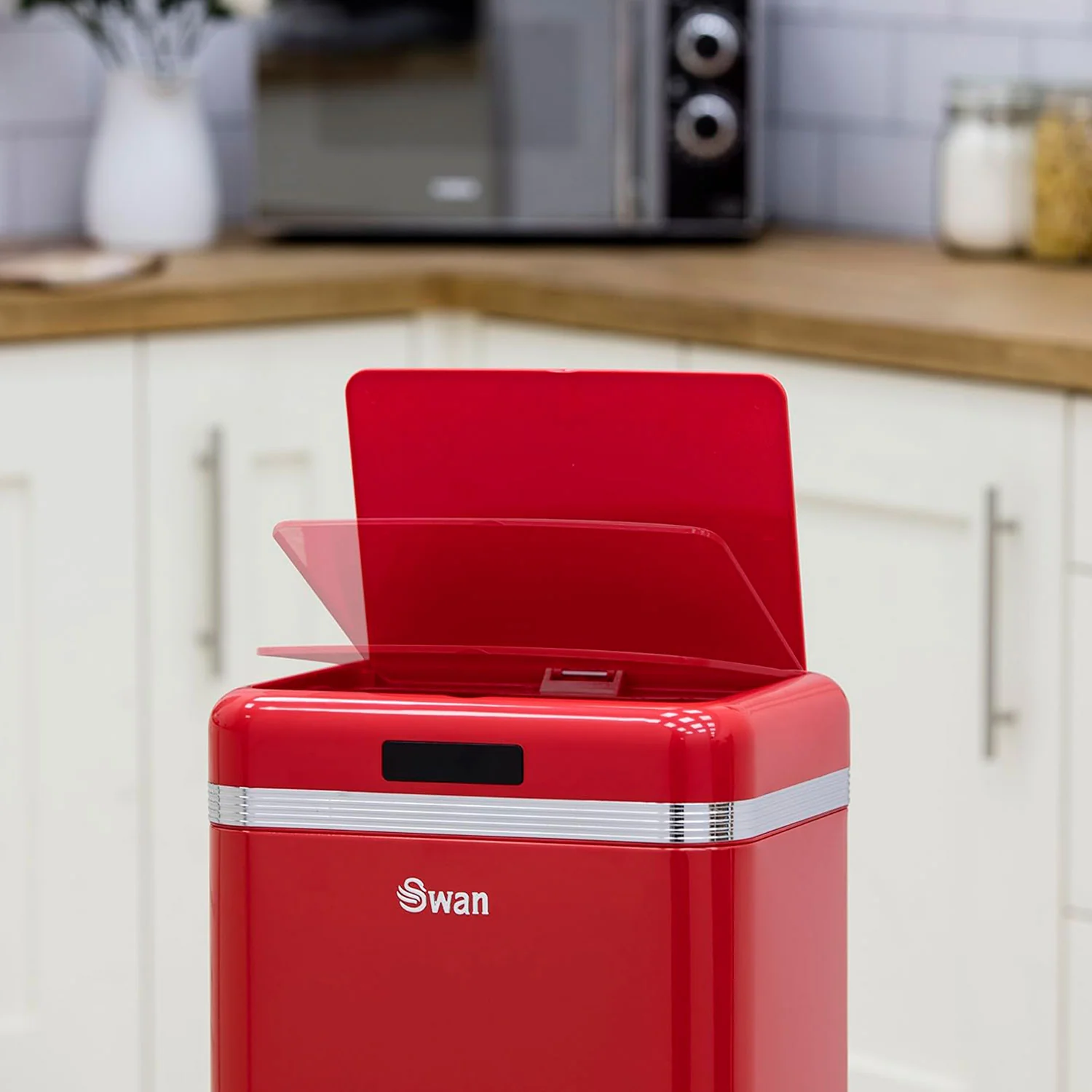 Swan Cubo De Basura Cocina Automático, Sensor De Movimiento, 45l, Metálico, Papelera Reciclaje, Swka4500rneu, Rojo - Image 2