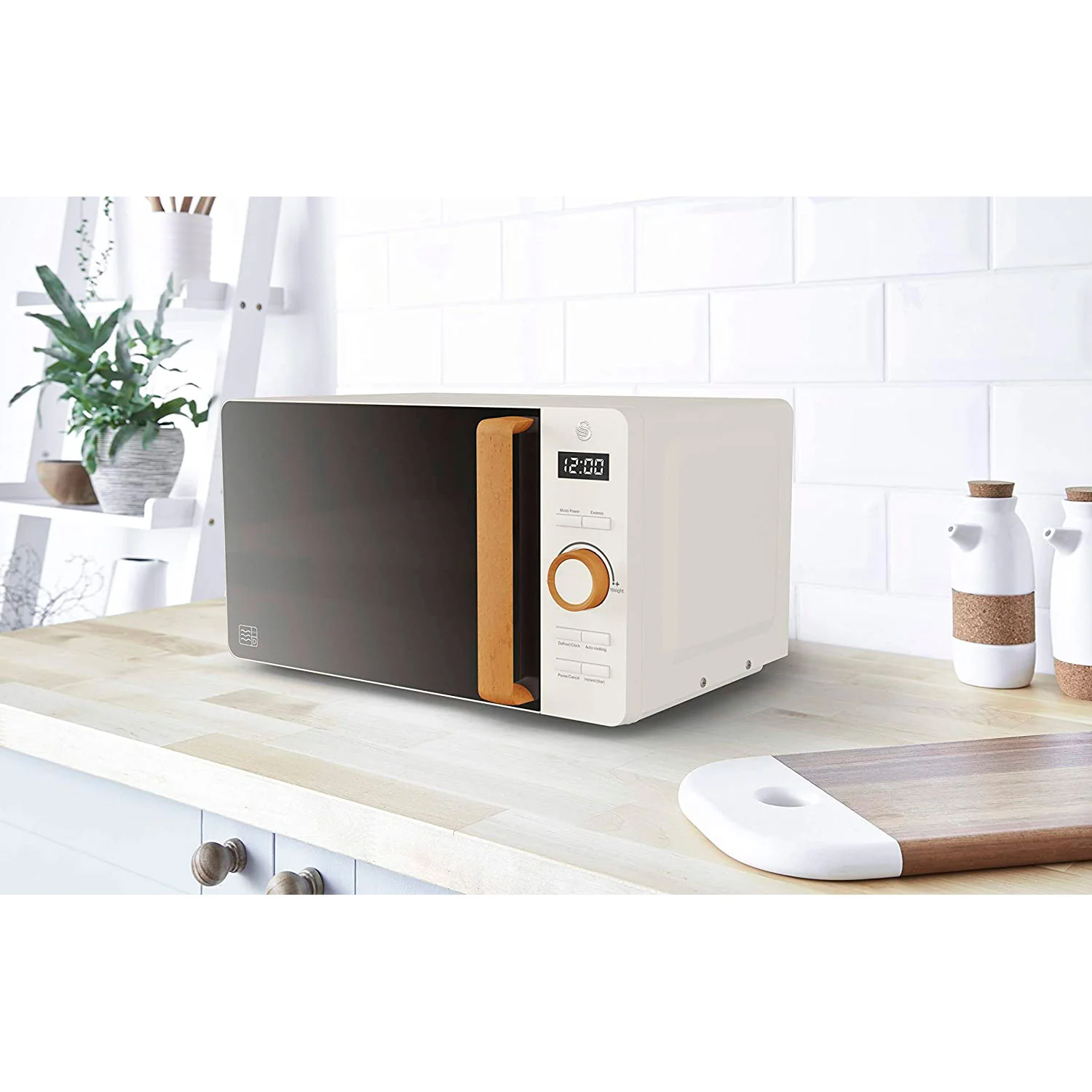Swan Nordic Microondas Digital, 20l, 6 Niveles, Temporizador, Tirador Efecto Madera, Diseño, Sm22036whtneu, Blanco 800w - Image 2
