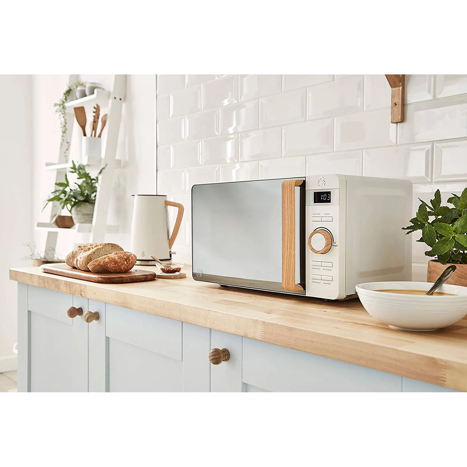 Swan Nordic Microondas Digital, 20l, 6 Niveles, Temporizador, Tirador Efecto Madera, Diseño, Sm22036whtneu, Blanco 800w - Image 4