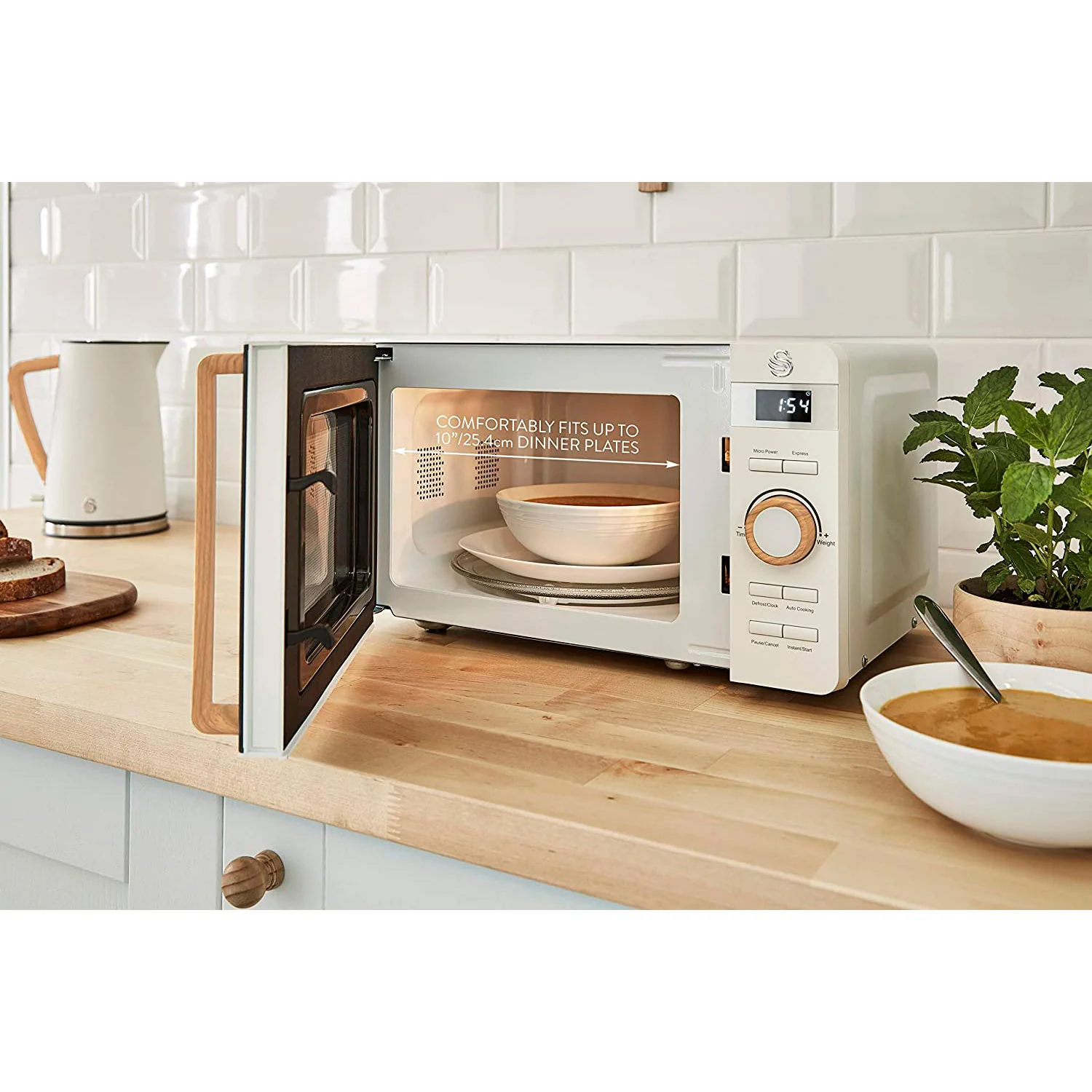 Swan Nordic Microondas Digital, 20l, 6 Niveles, Temporizador, Tirador Efecto Madera, Diseño, Sm22036whtneu, Blanco 800w - Image 5
